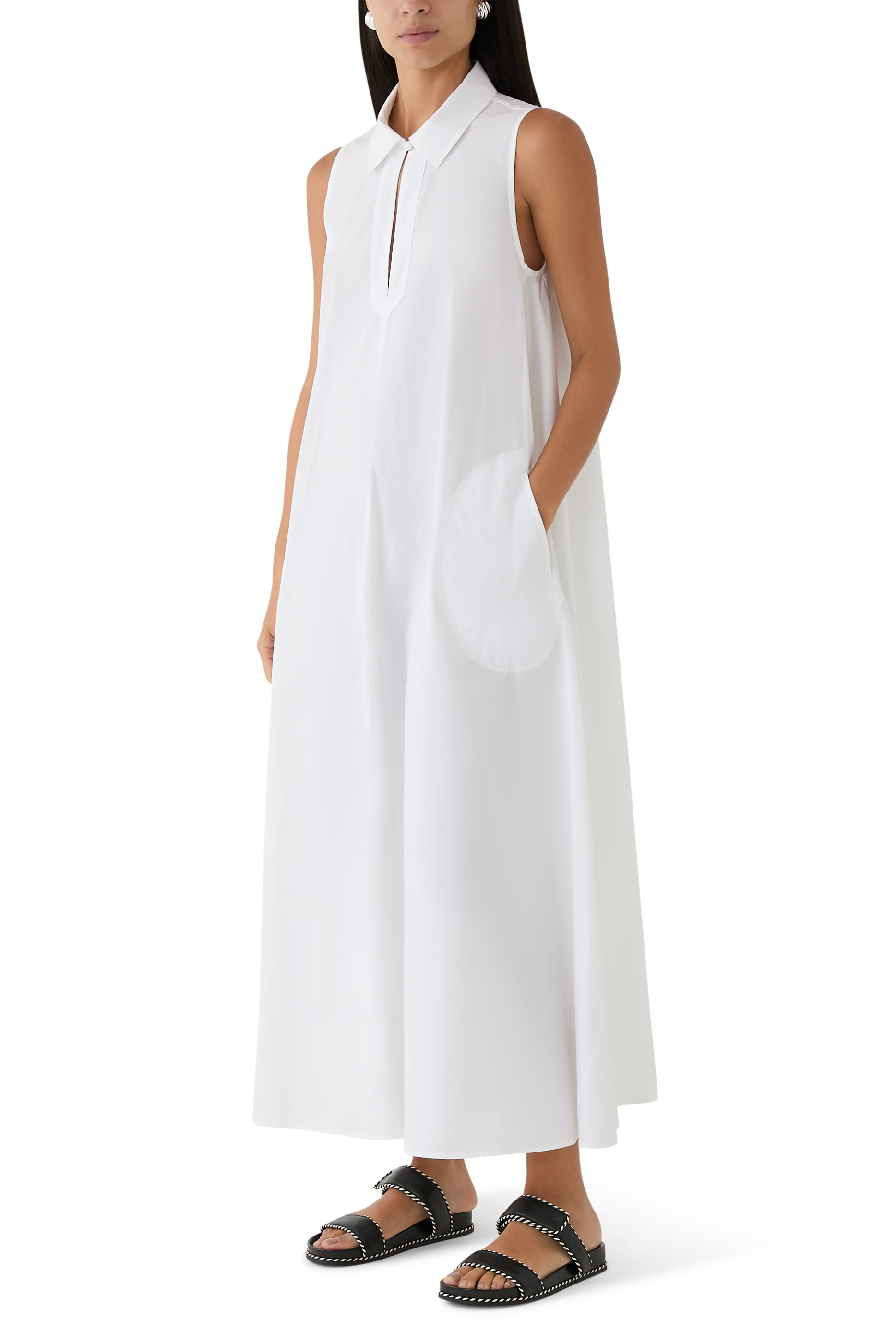 Nappa-Leather Strap and Two-Tone Edges Sandals