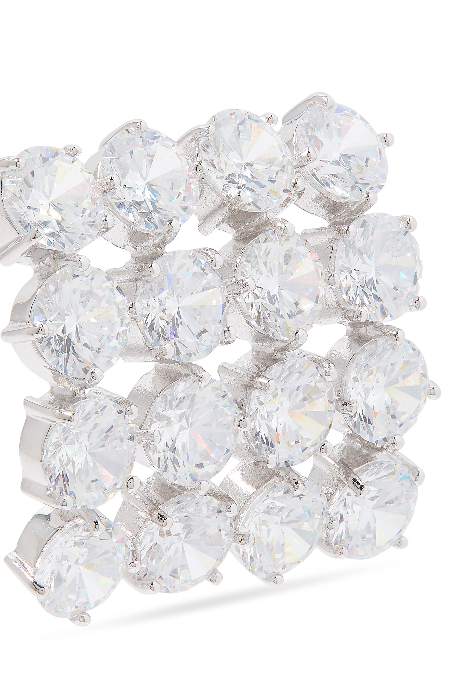 Square Crystal Earrings, Recycled Sterling Silver Plated in Rhodium & Zirconia