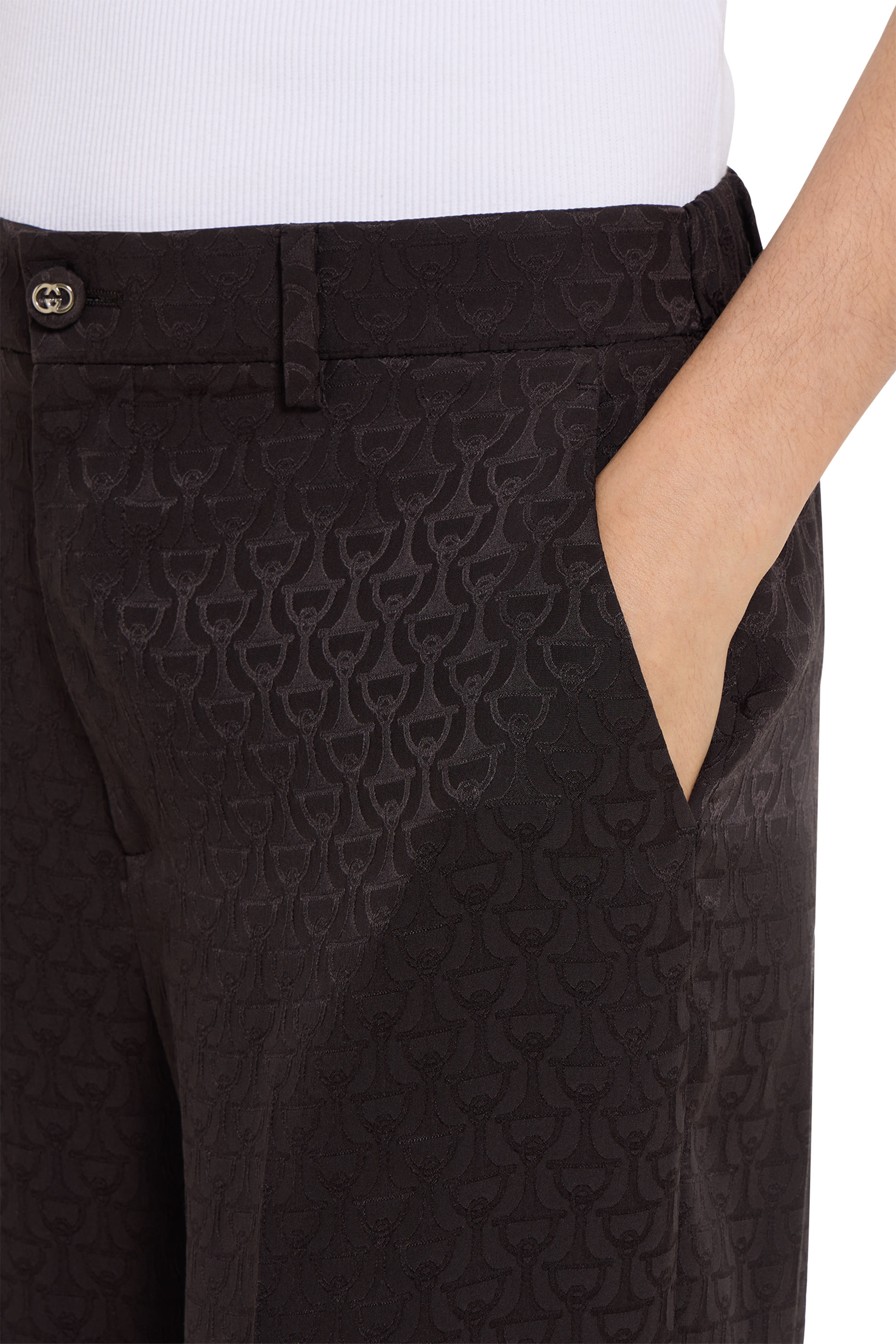 Horsebit Silk Jacquard Pants