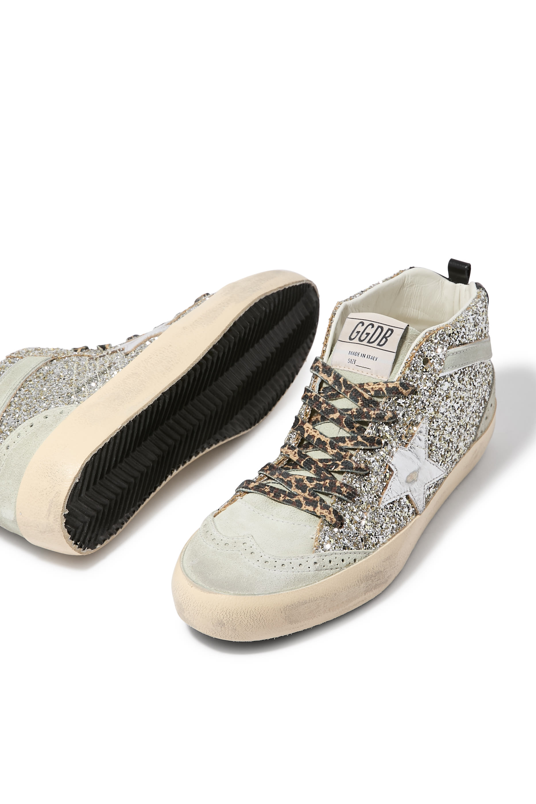 Mid Star Sneakers in Silver Glitter with Silver Star