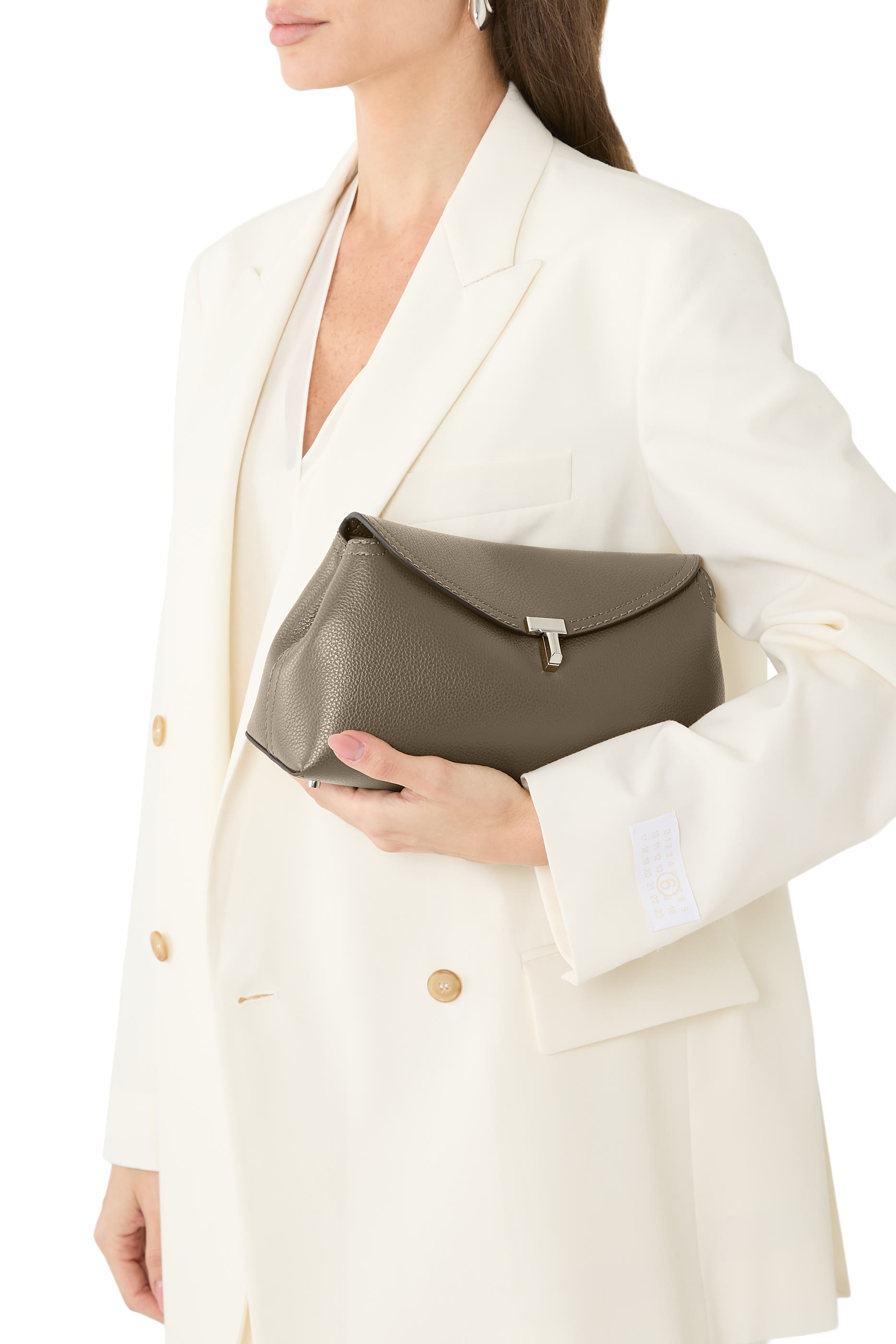 T-Lock Leather Clutch Bag