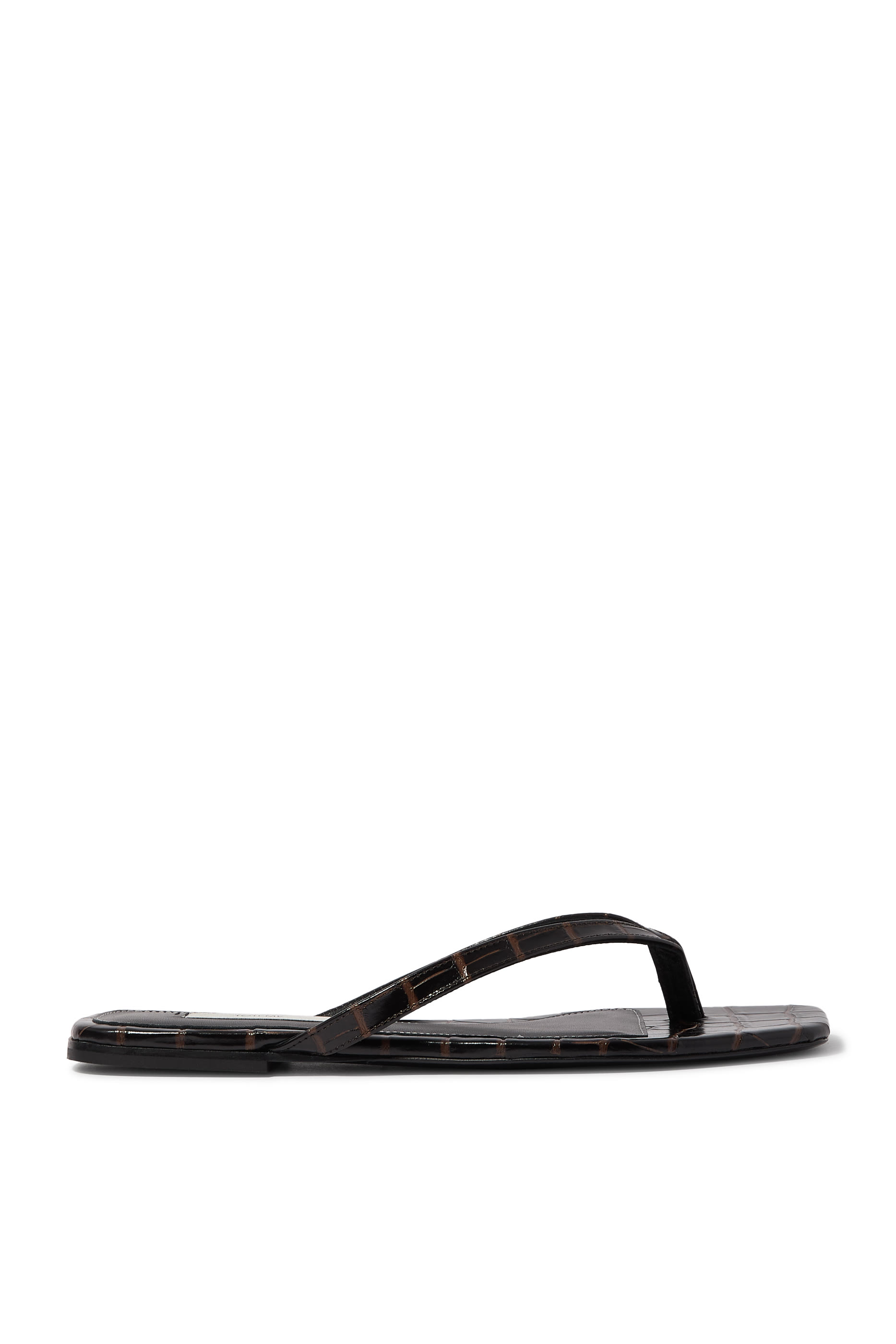 Croco-Embossed Flip Flops