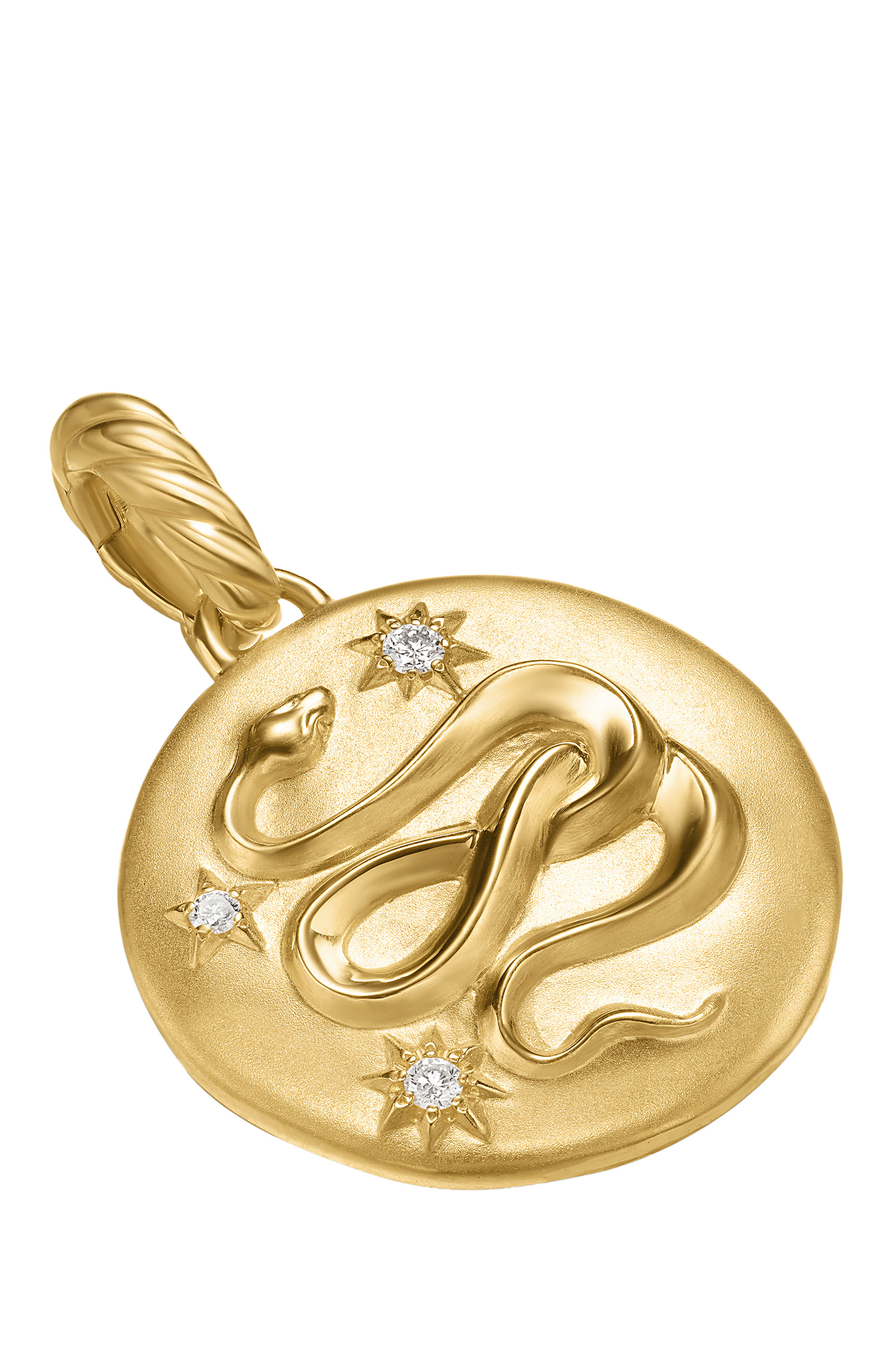 Snake Amulet, 18k Yellow Gold with Diamonds