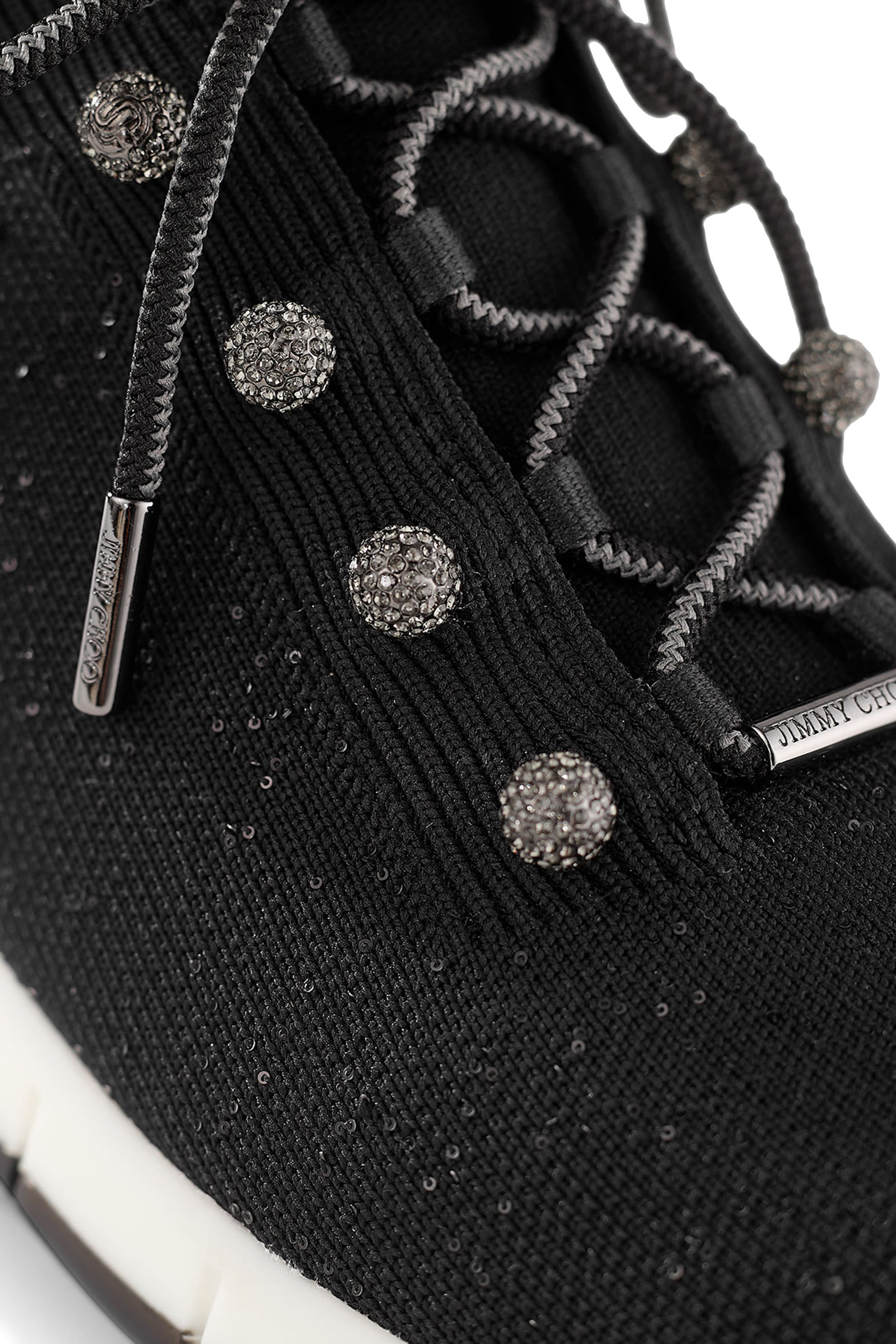 Veles Crochet Knit Low-Top Trainers with Pearls