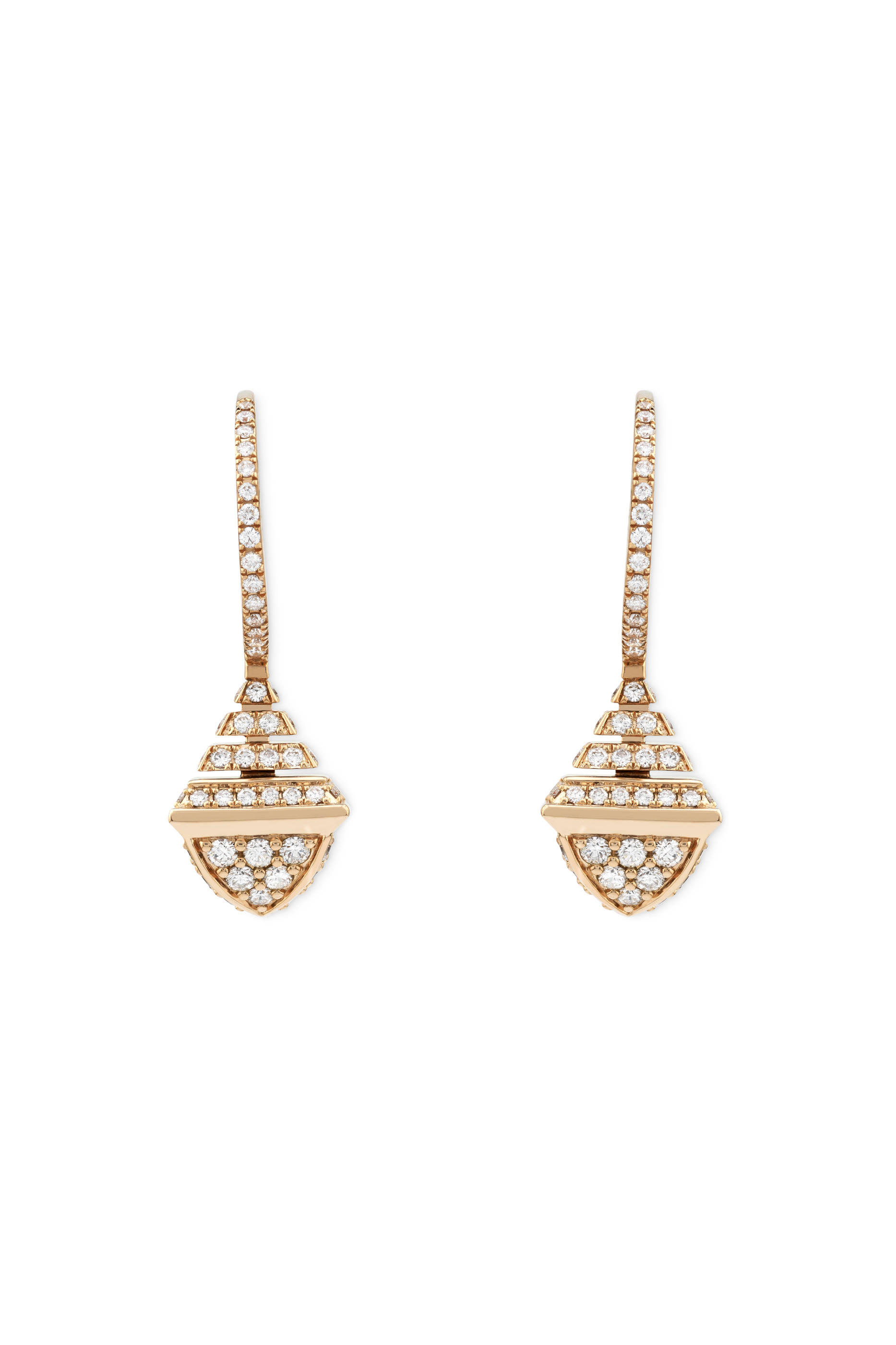Cleo Mini Rev Earrings, 18k Rose Gold with Full Diamonds