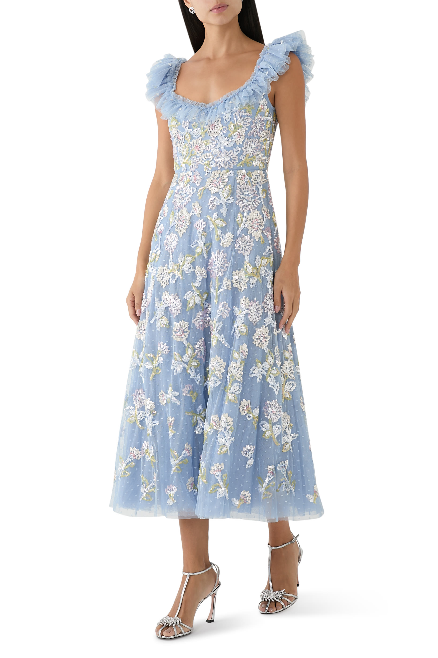  Sequin Dandelion Ruffle Ballerina Dress