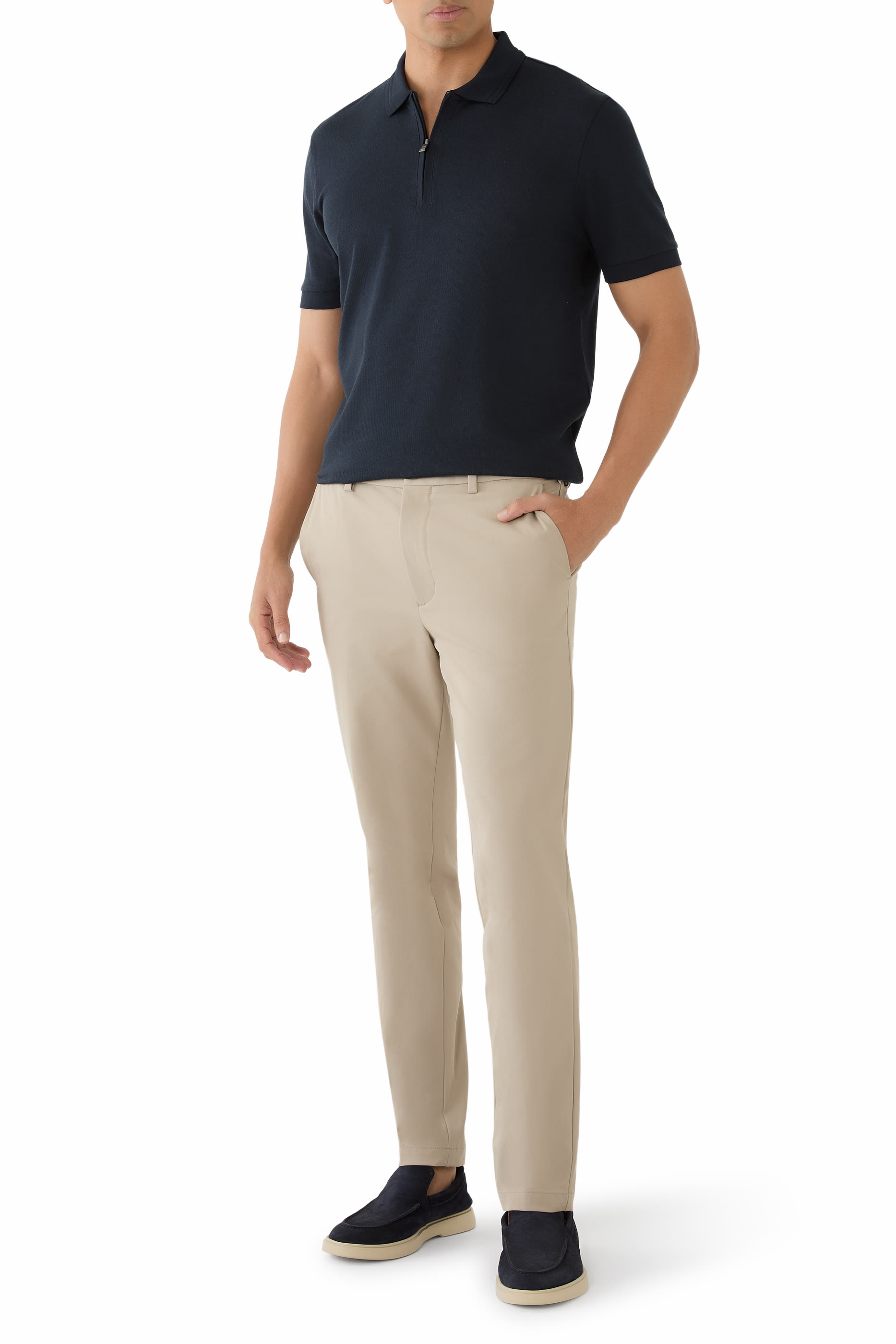 Zip Placket Polo Shirt