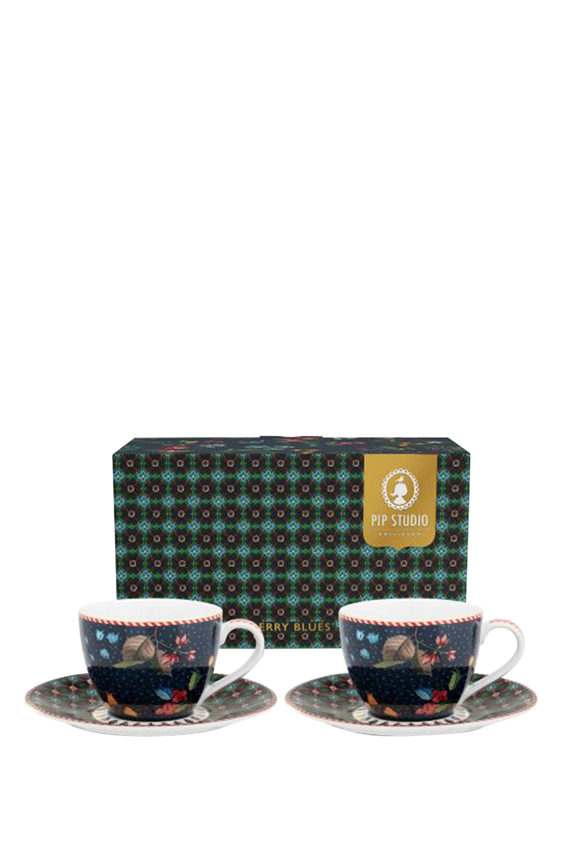 Berry Blues Espresso Cup and Saucer Set