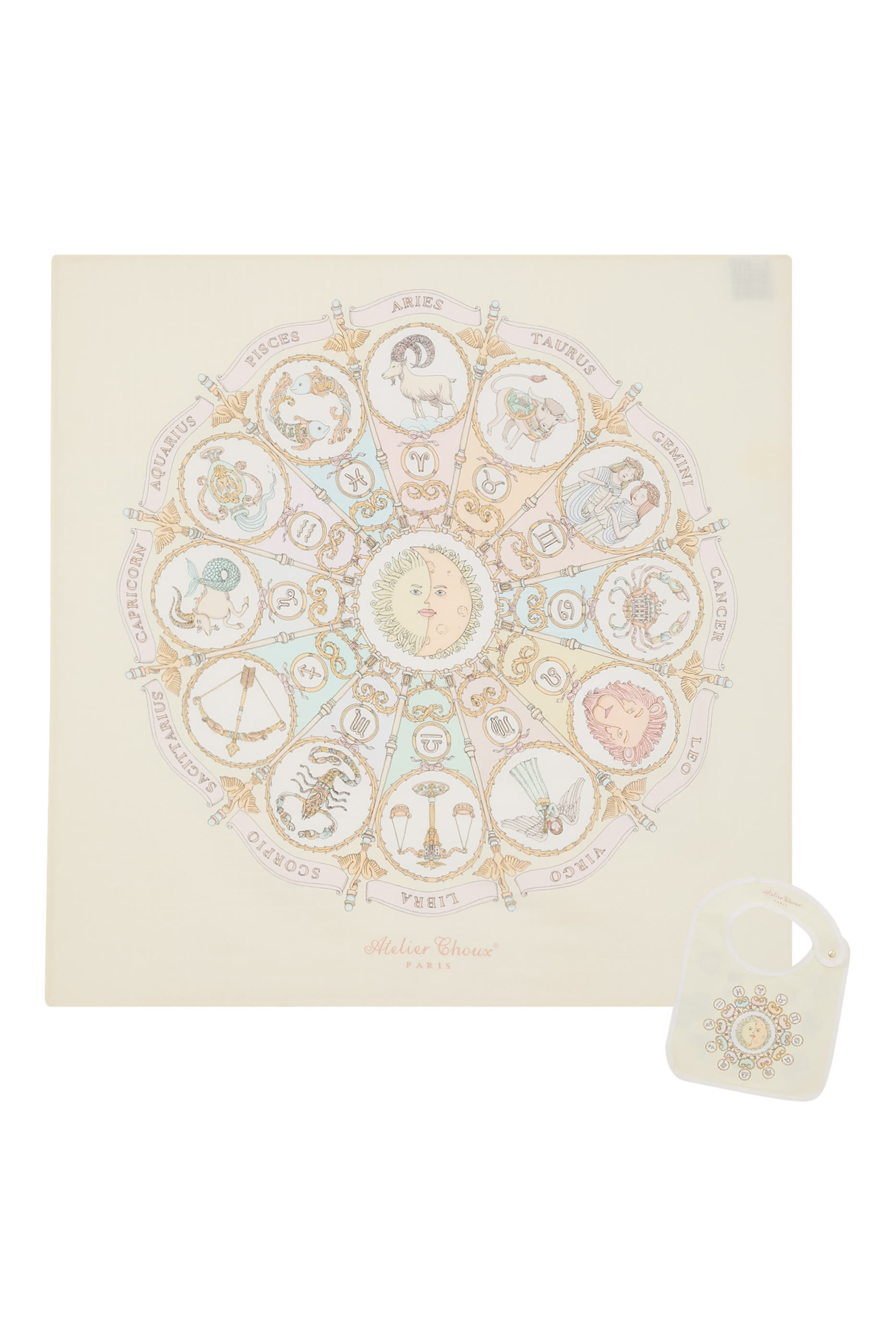 Kids Carr&eacute; & Satin Bib Set - Zodiac Yellow