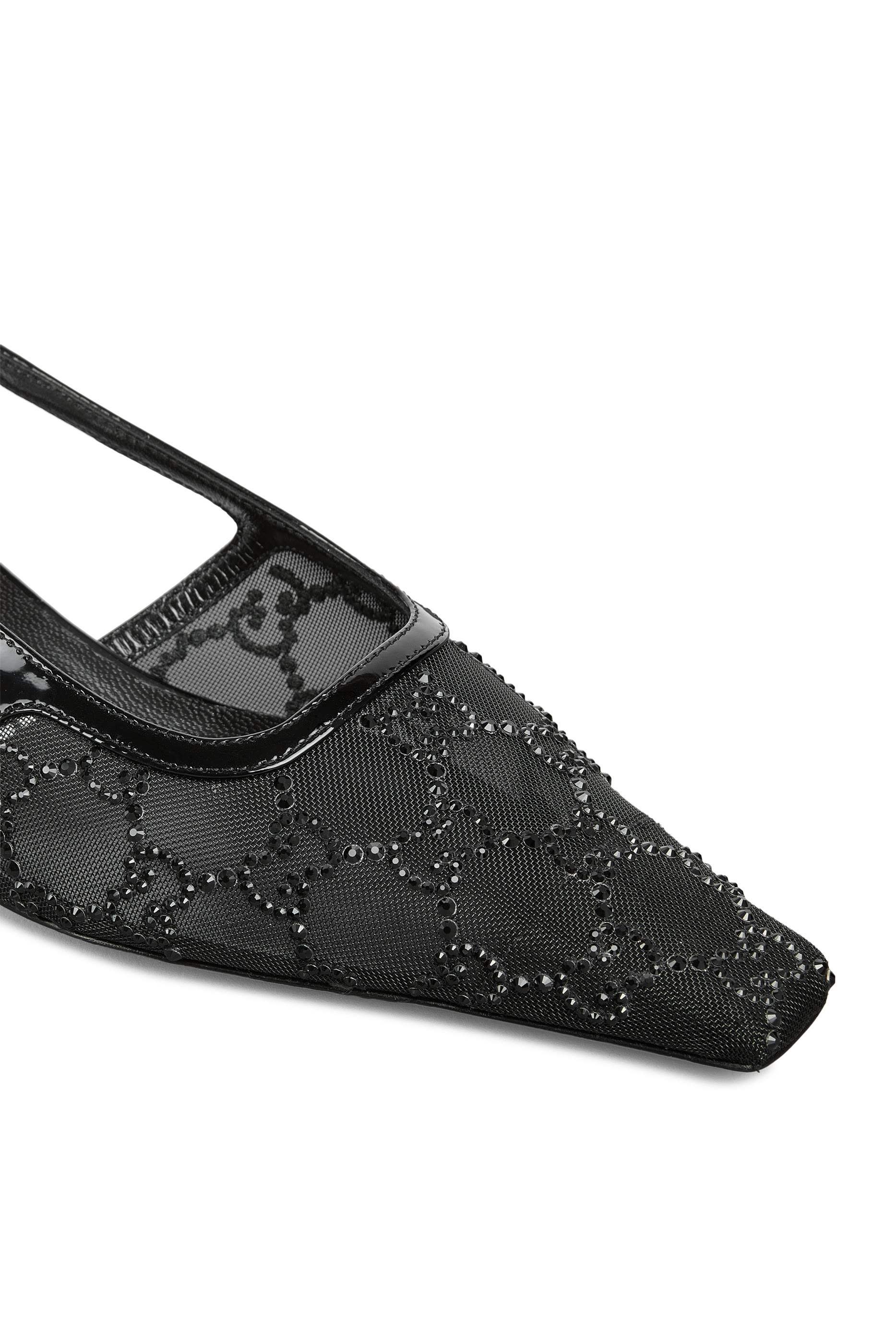  GG 35 Crystal Embellished Mesh Slingback Pumps 