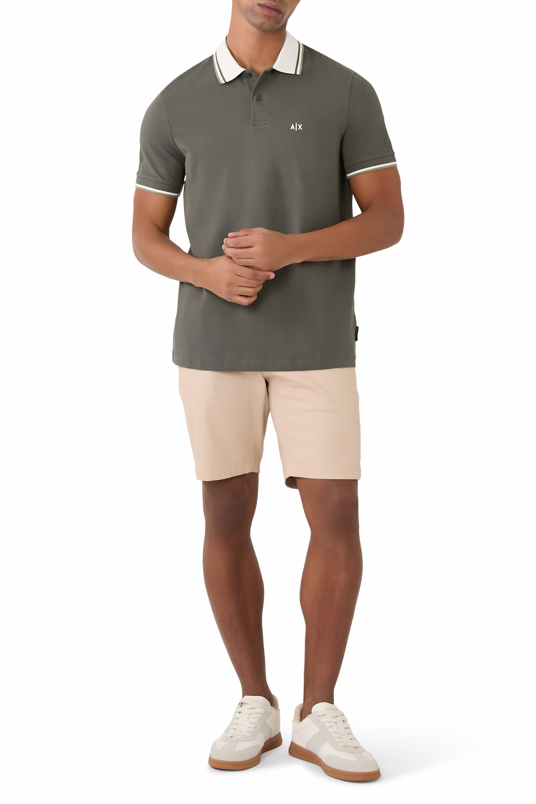 AX Logo Cotton Polo Shirt 