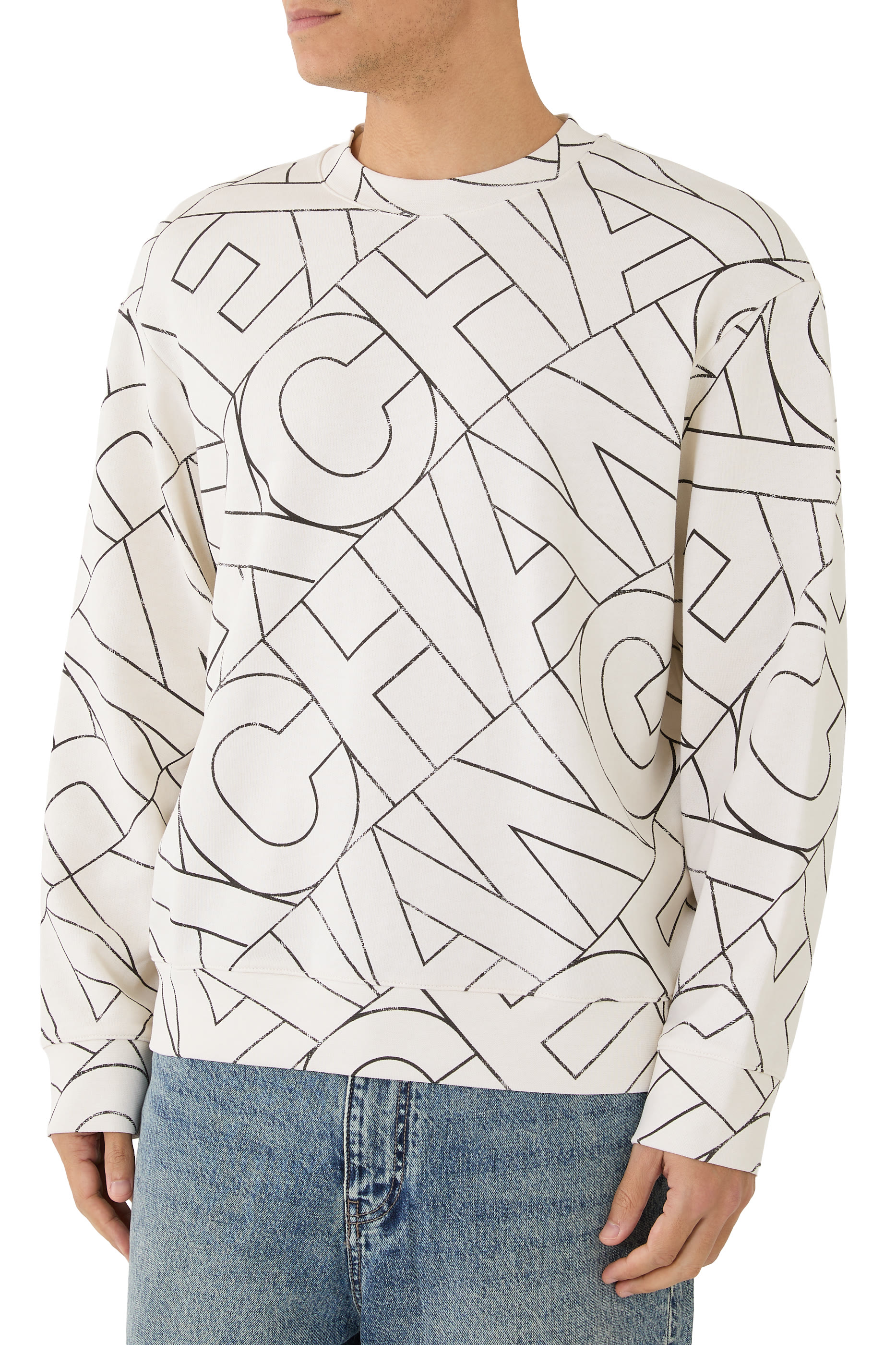 AX Logo All-Over Crew Neck Sweatshirt