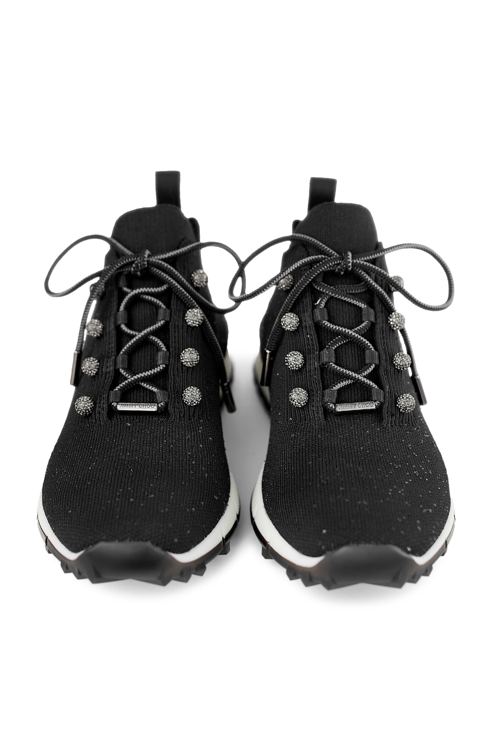 Veles Crochet Knit Low-Top Trainers with Pearls