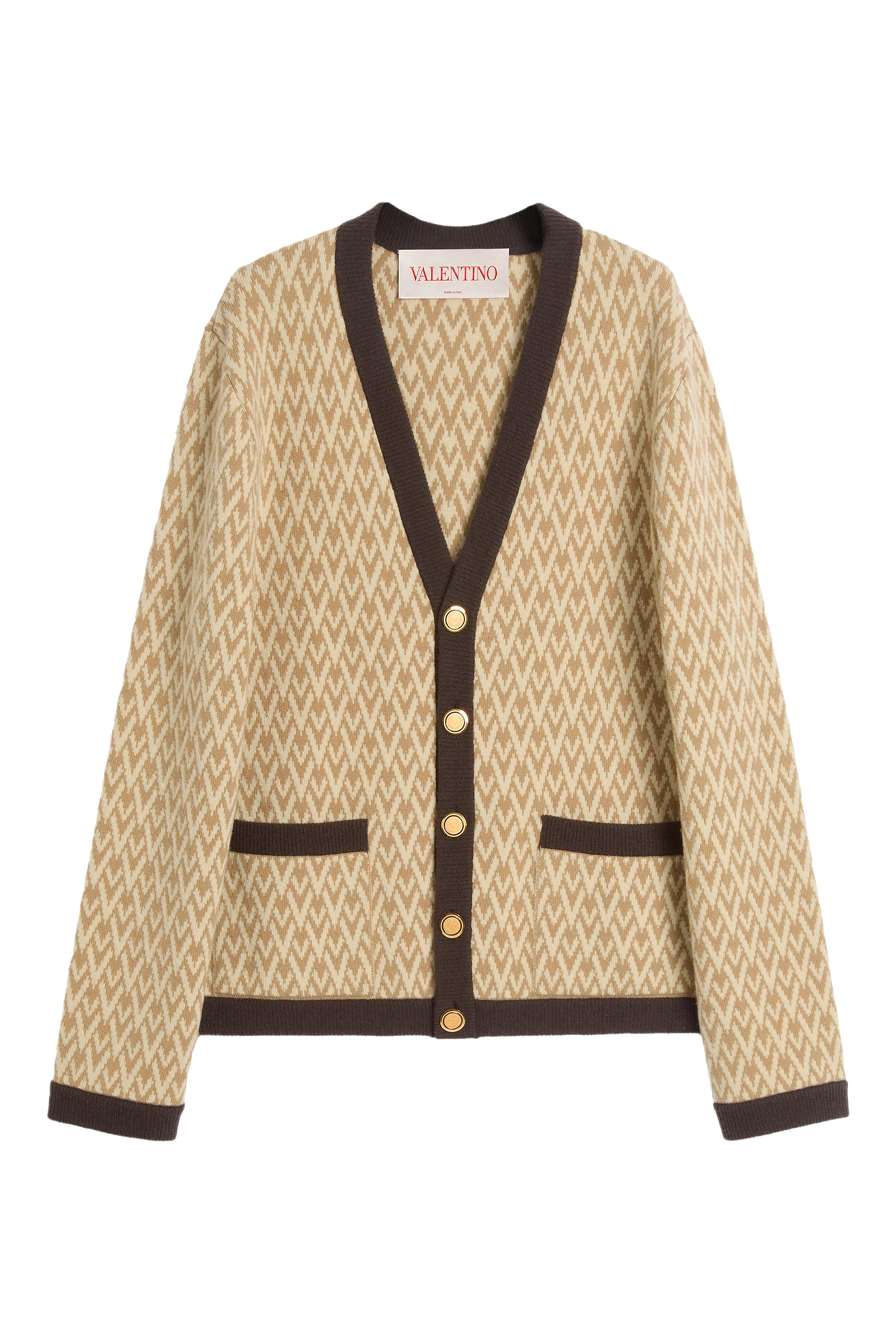 Wool Cardigan with Toute La V Pattern