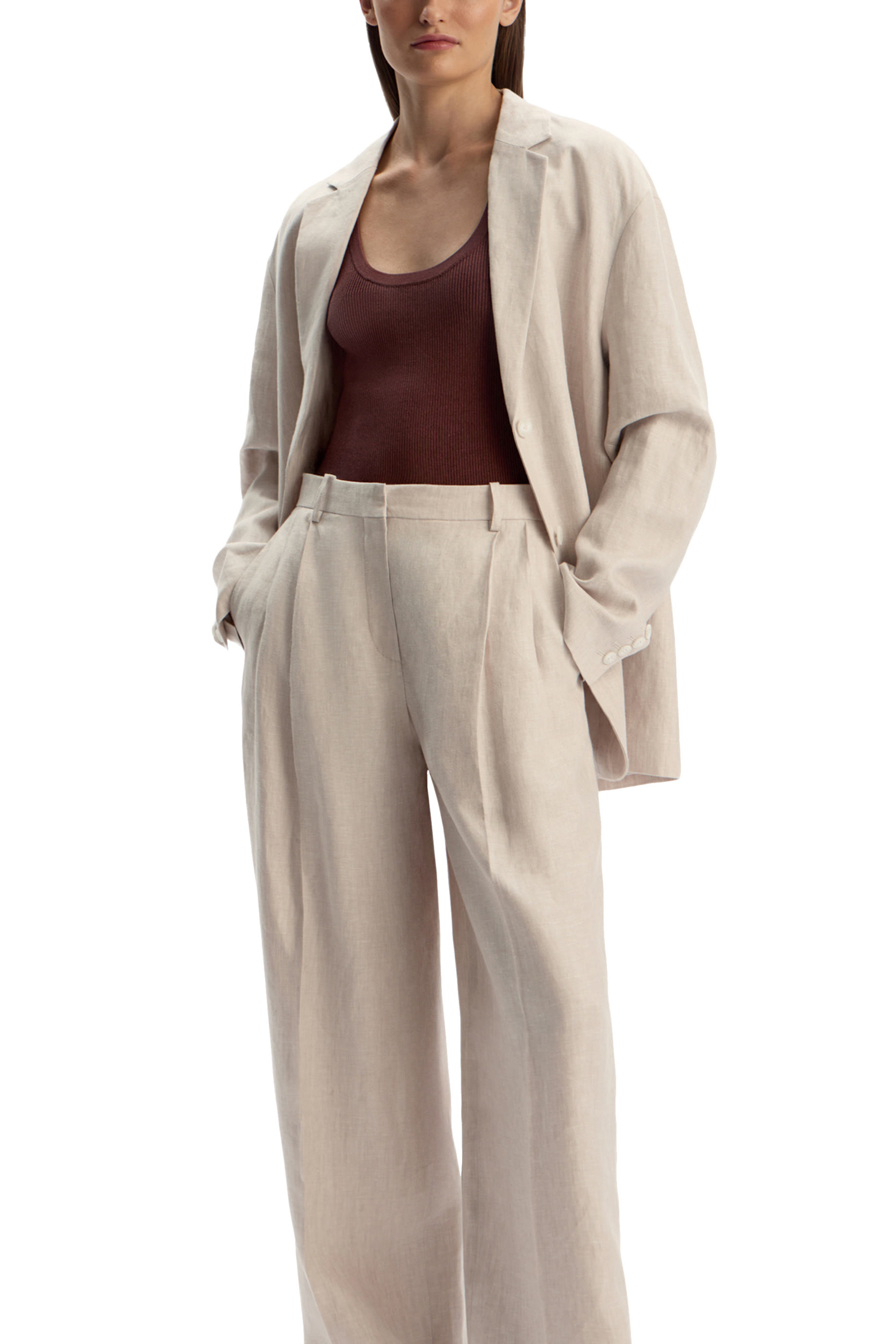 Tailored Long Linen Trousers
