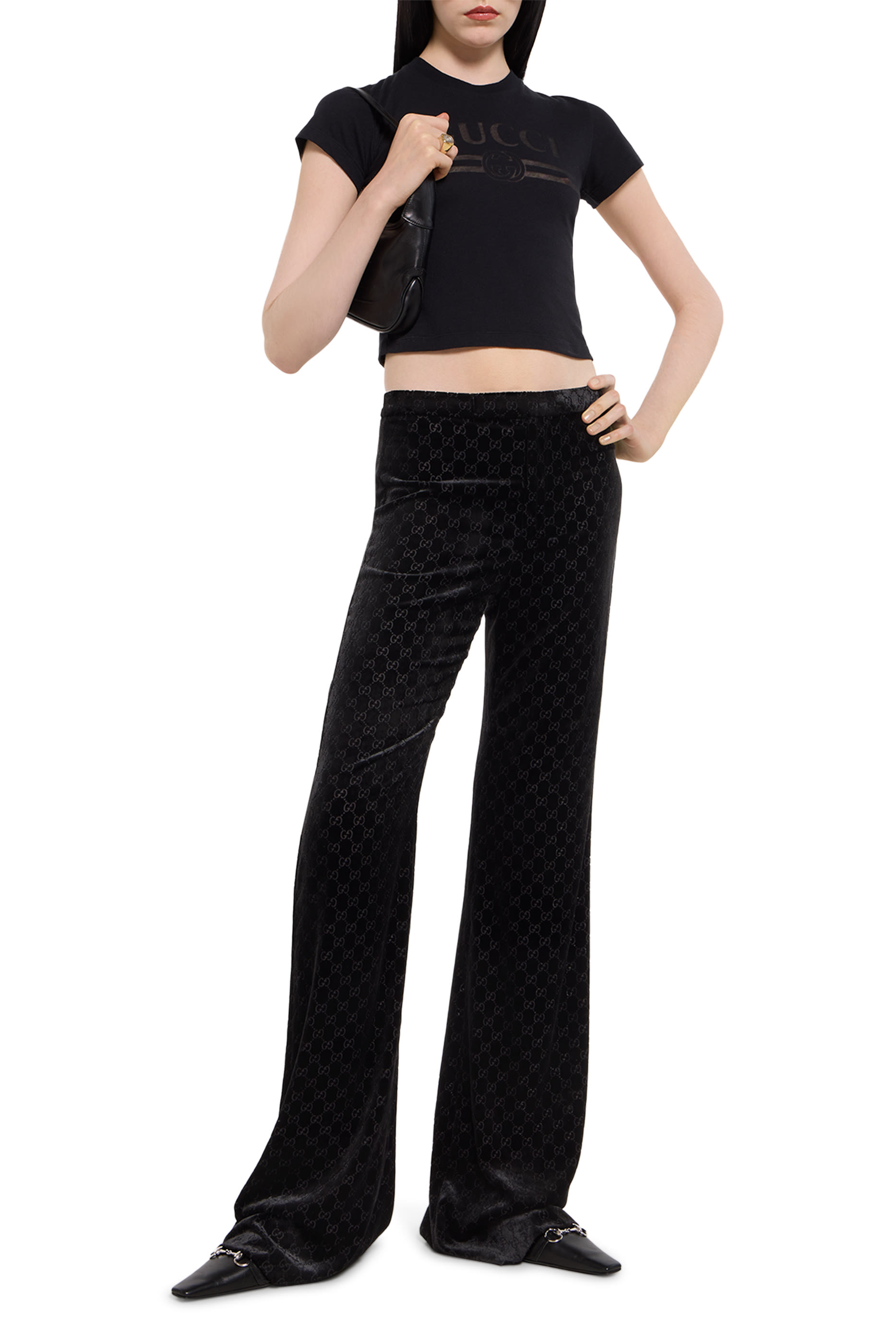 Cotton Jersey T-Shirt with Devor&eacute; Detail 