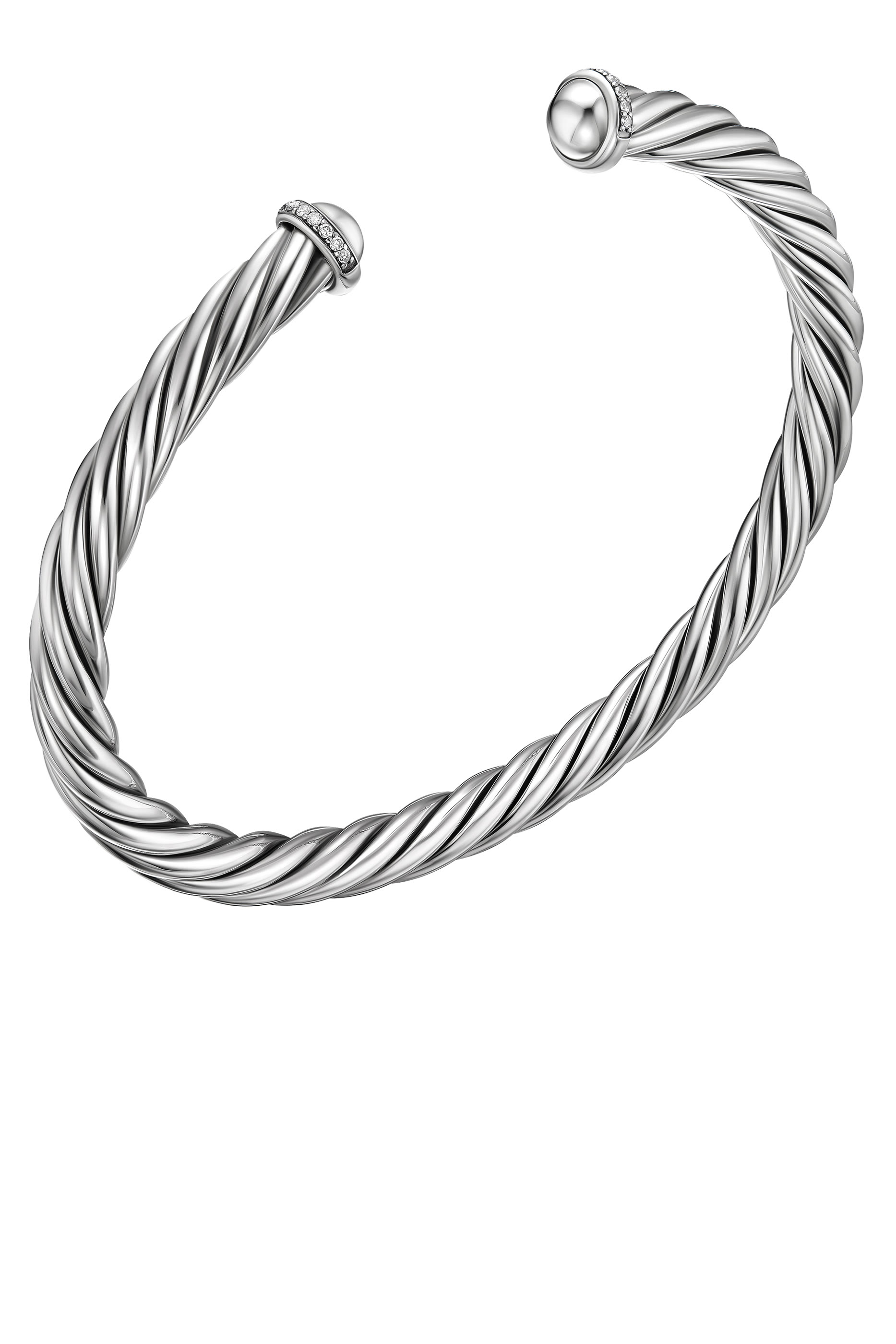 Cable Diamond Cuff Bracelet, Sterling Silver & Diamonds