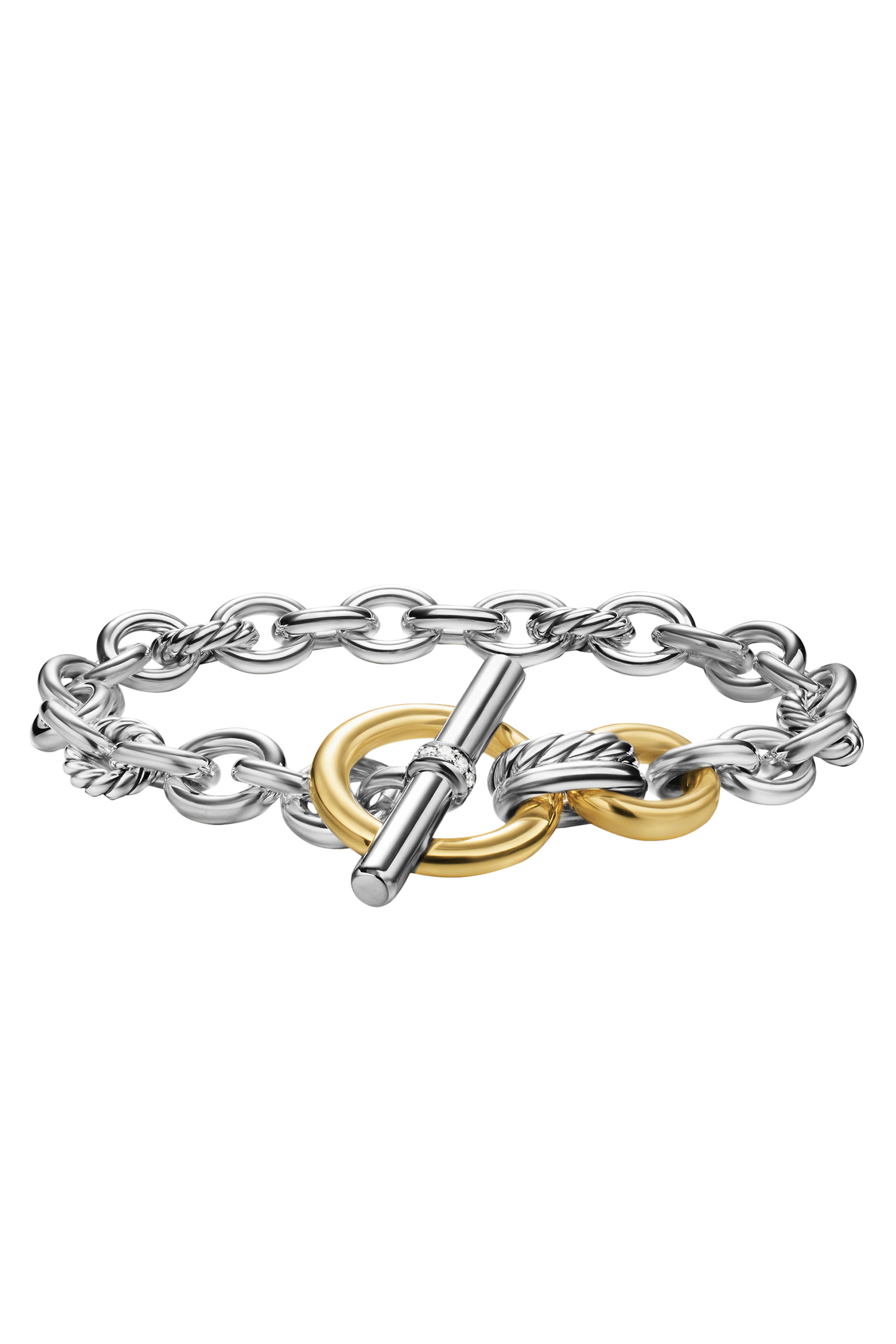 DY Mercer&reg; Toggle Chain Bracelet,  Sterling Silver with 18K Yellow Gold & Diamonds
