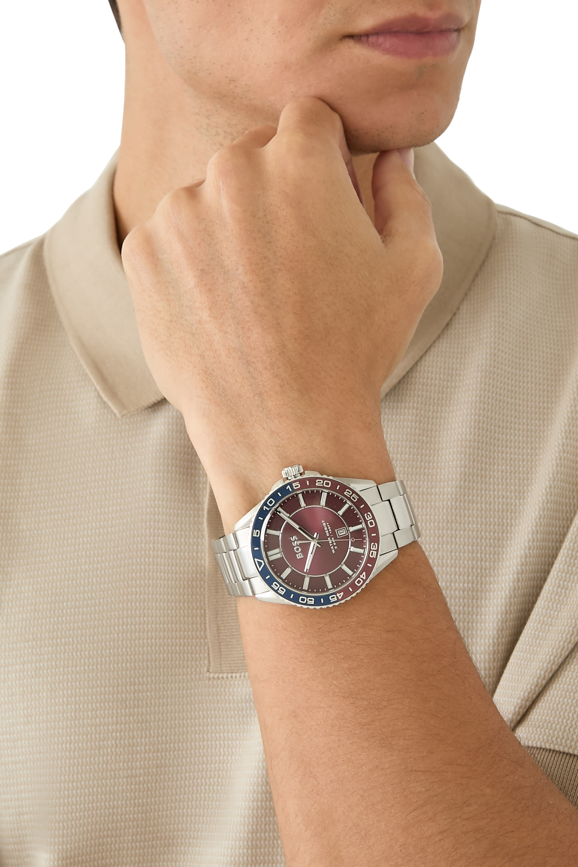 Stainless Watch with Rotating Bezel