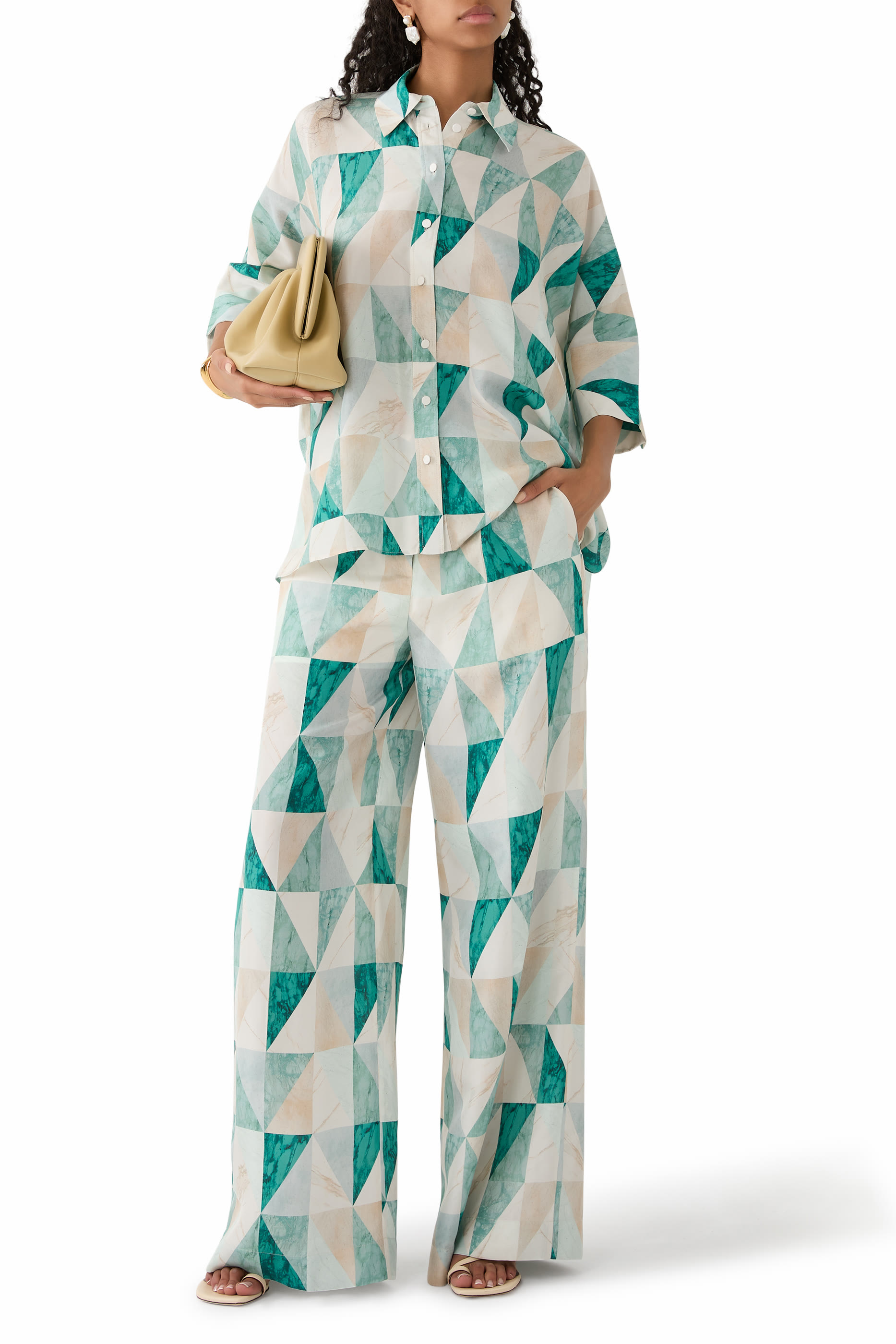 Arcole Marble Print Silk Shirt