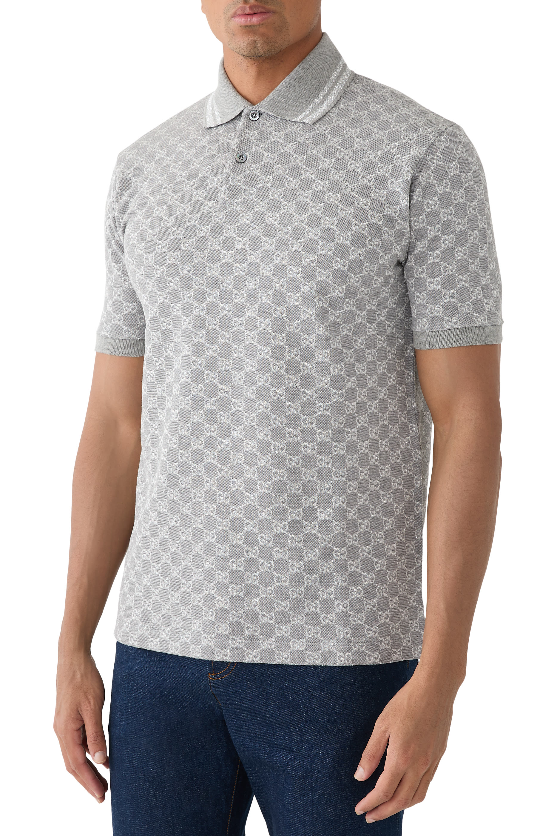 GG Cotton Lam&eacute; Jacquard Polo Shirt