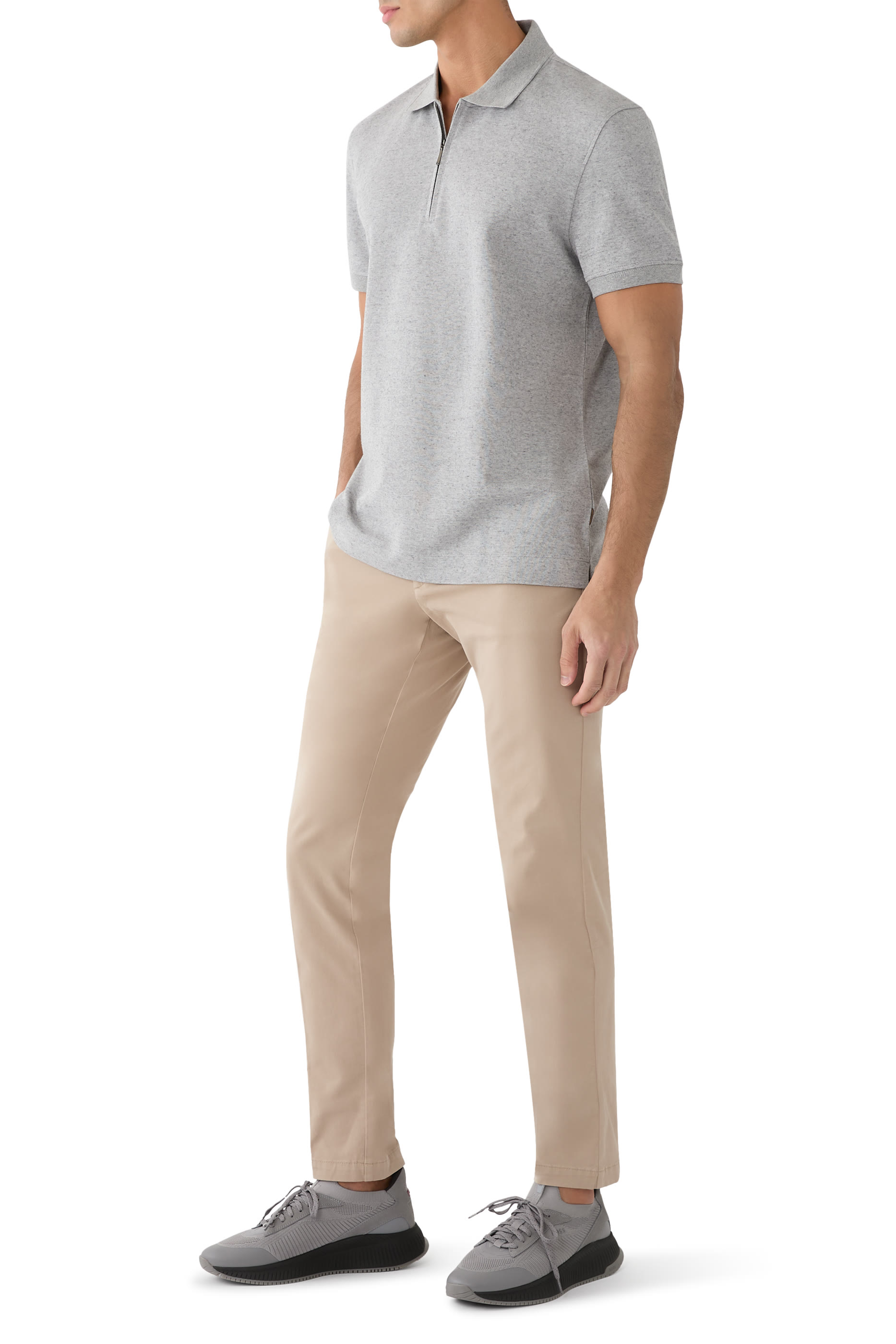 Zip-Neck Polo Shirt in Cotton and Cashmere