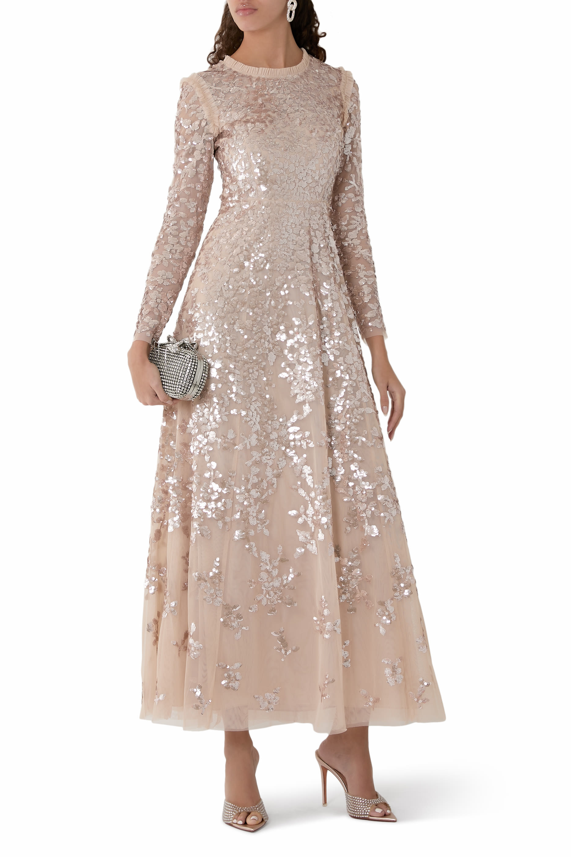 Rosanna Lattice Round Neck Gown