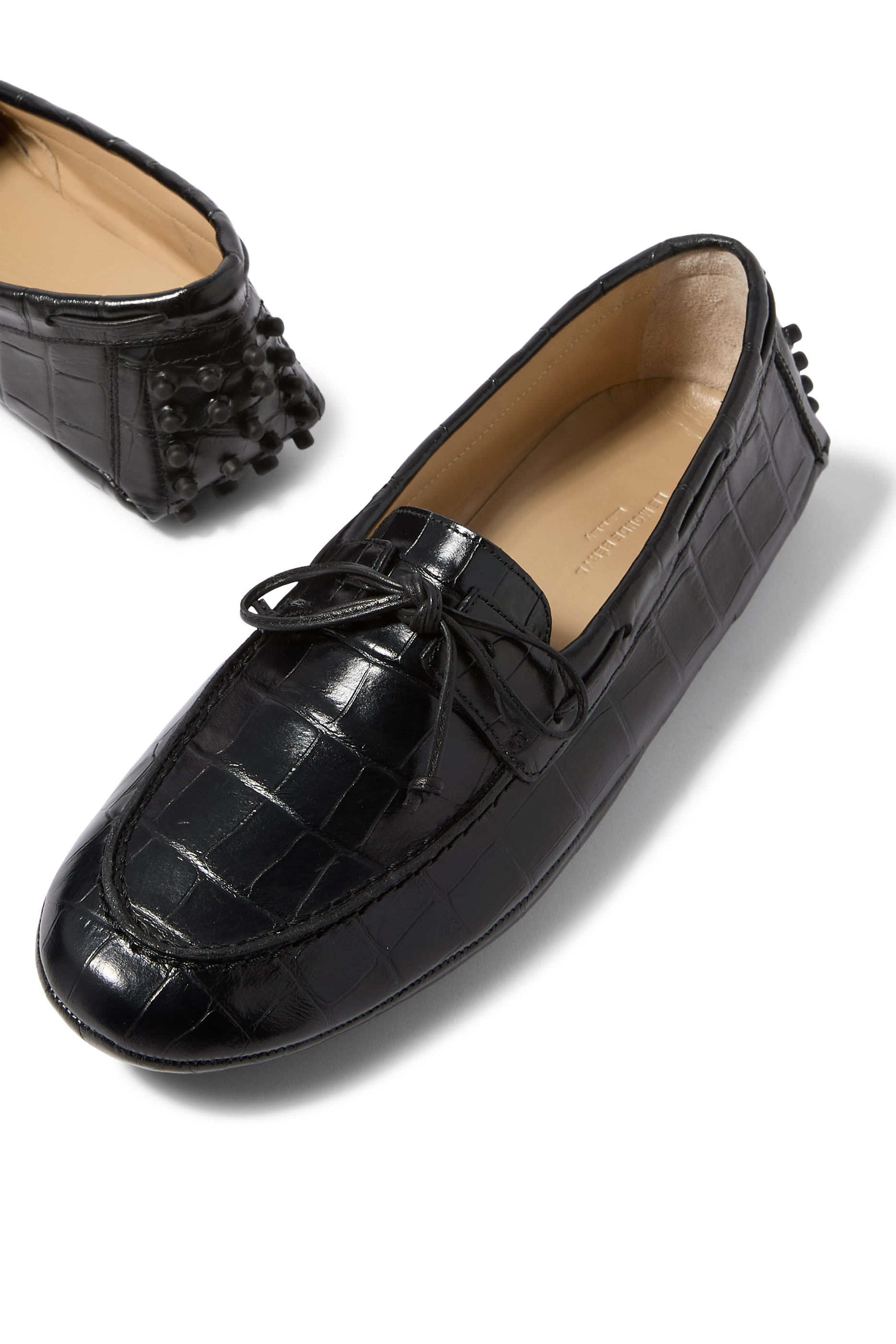 Croc-Embossed Driver Moccasins