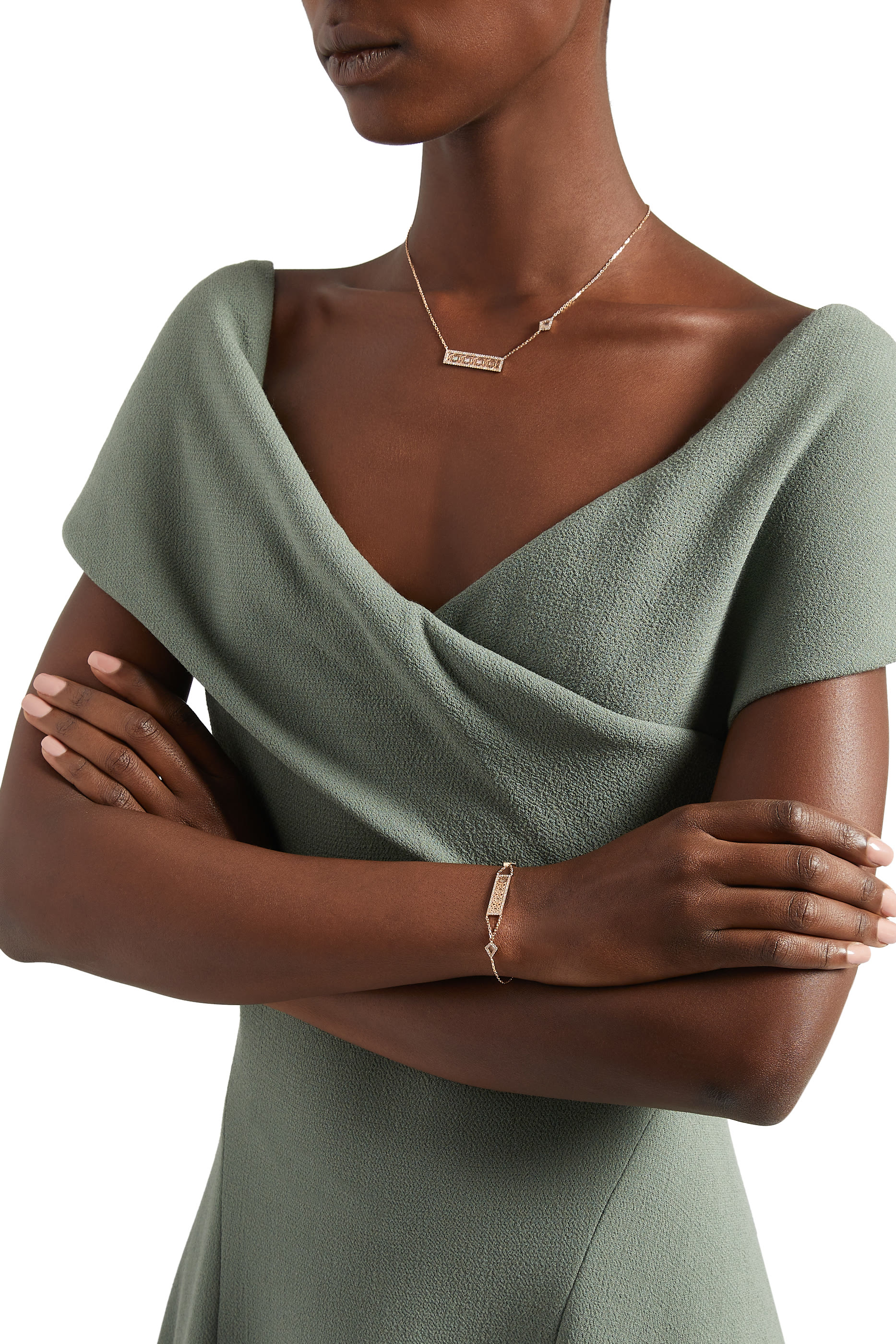 Oud Turath Necklace, 18k Pink Gold & Mother-of-Pearl, Diamonds