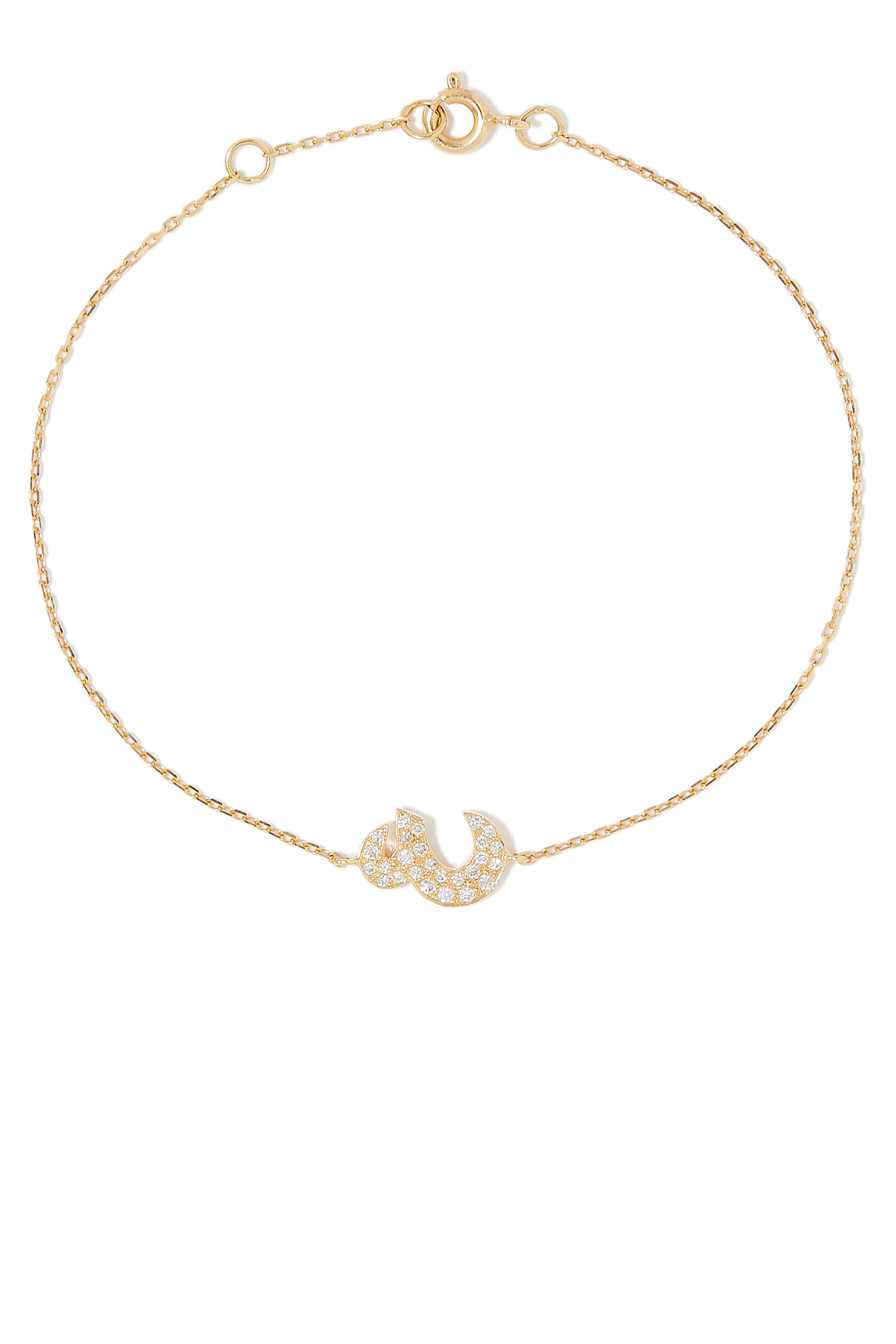 Oula Ein XS Letter Bracelet, 18k Yellow Gold with Diamonds