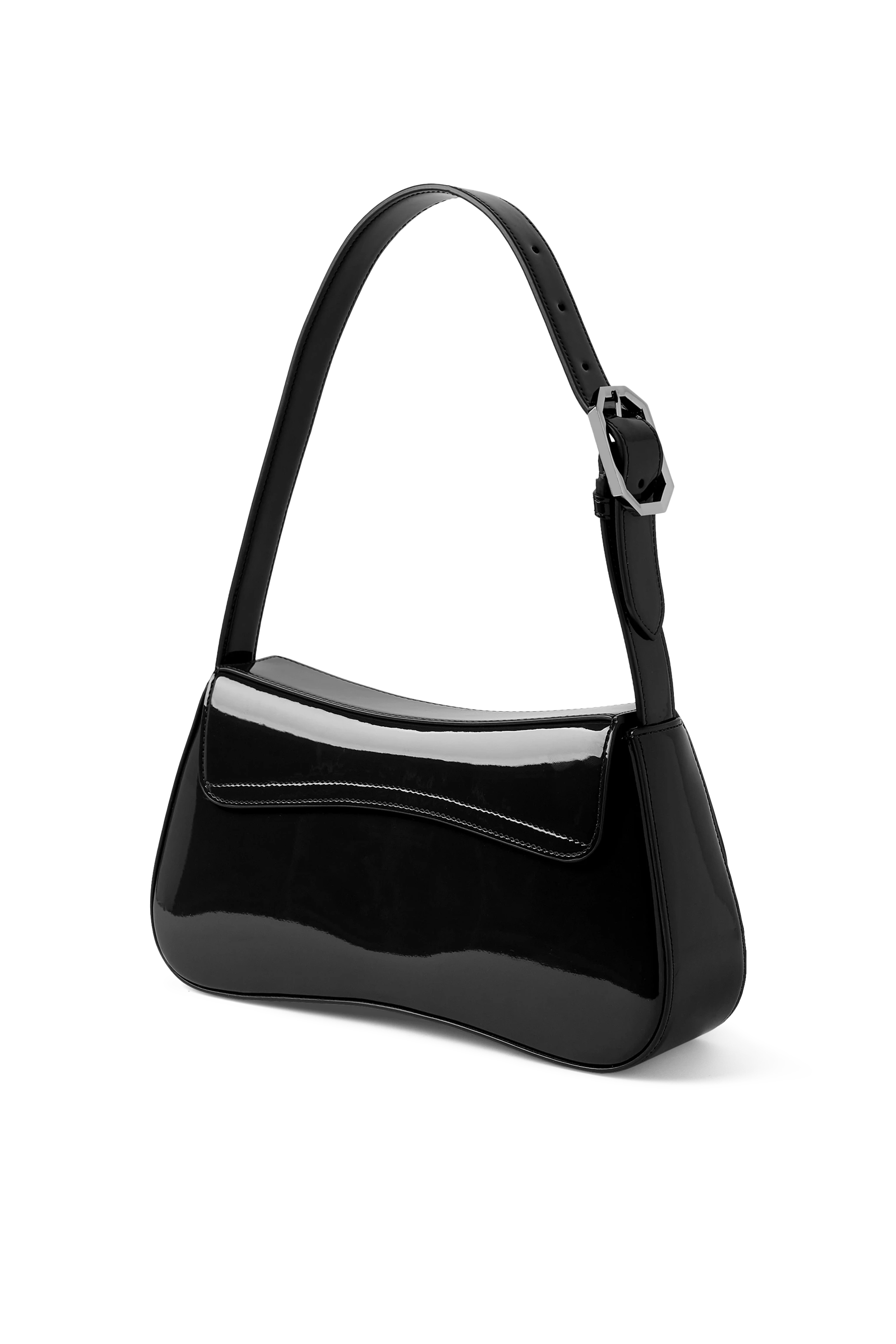 Patent-Effect Shoulder Bag