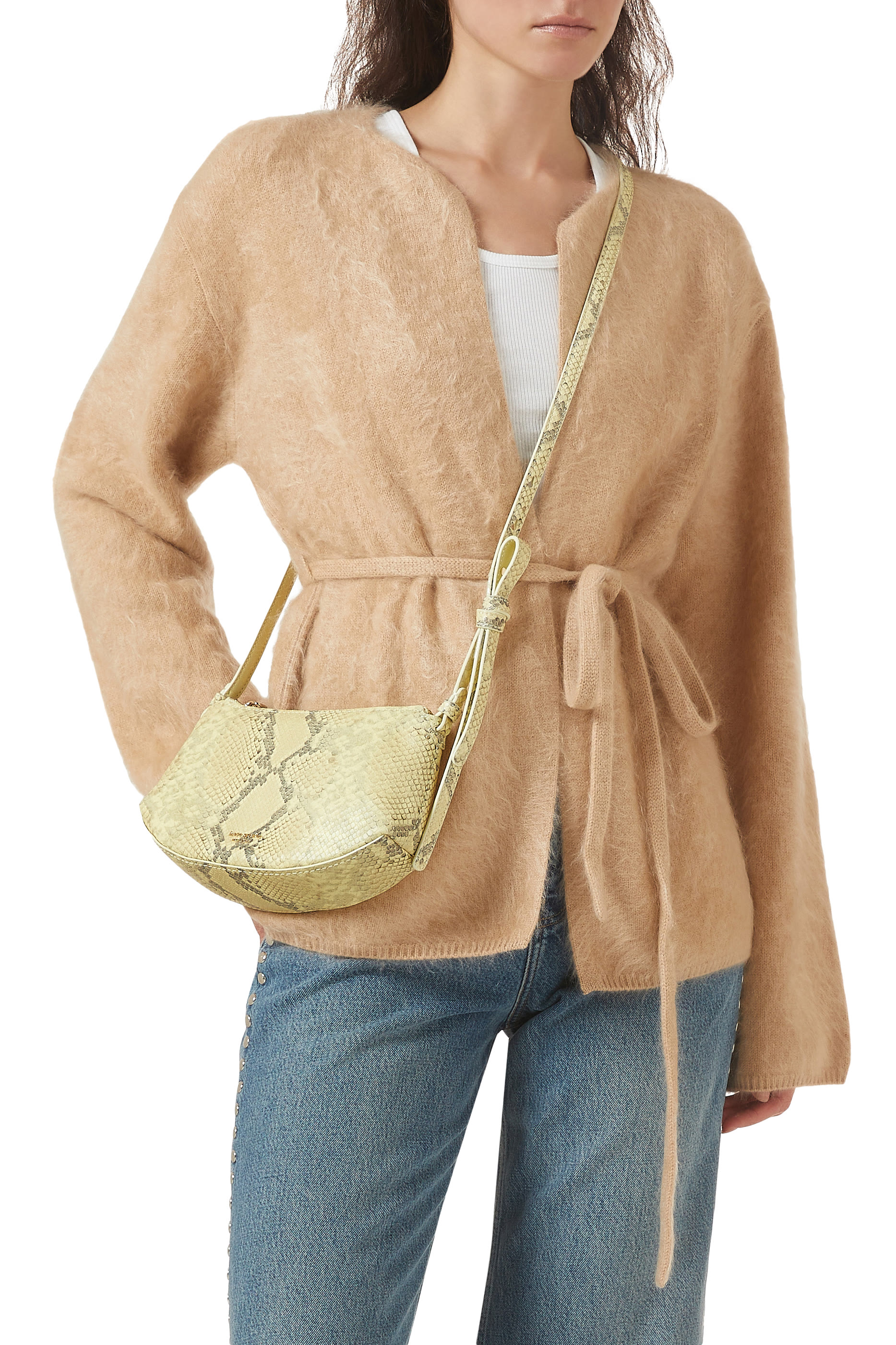 Loop Snake Embossed Crossbody Bag