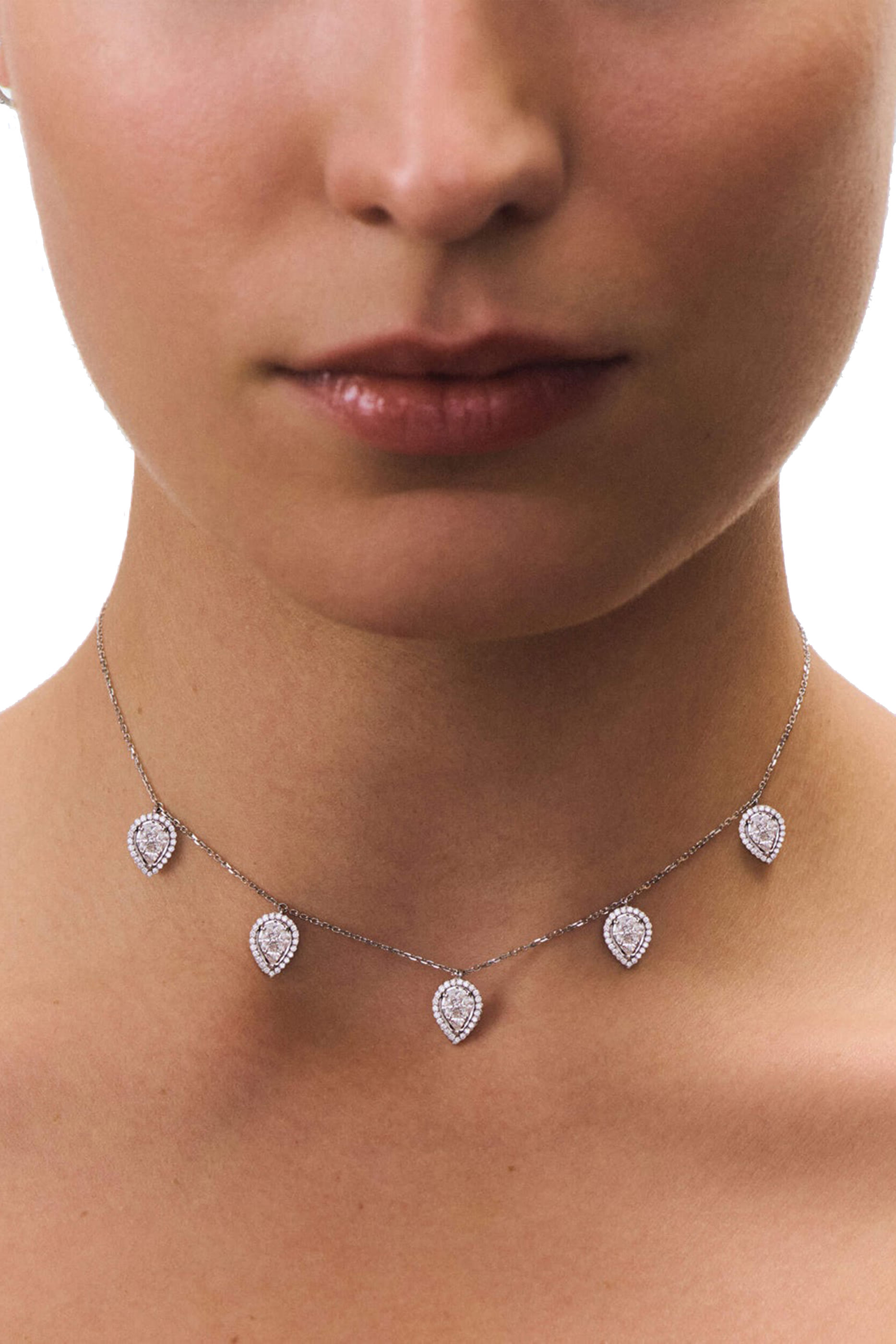 &Eacute;clat Choker 5 Pears, 18k White Gold & Diamonds