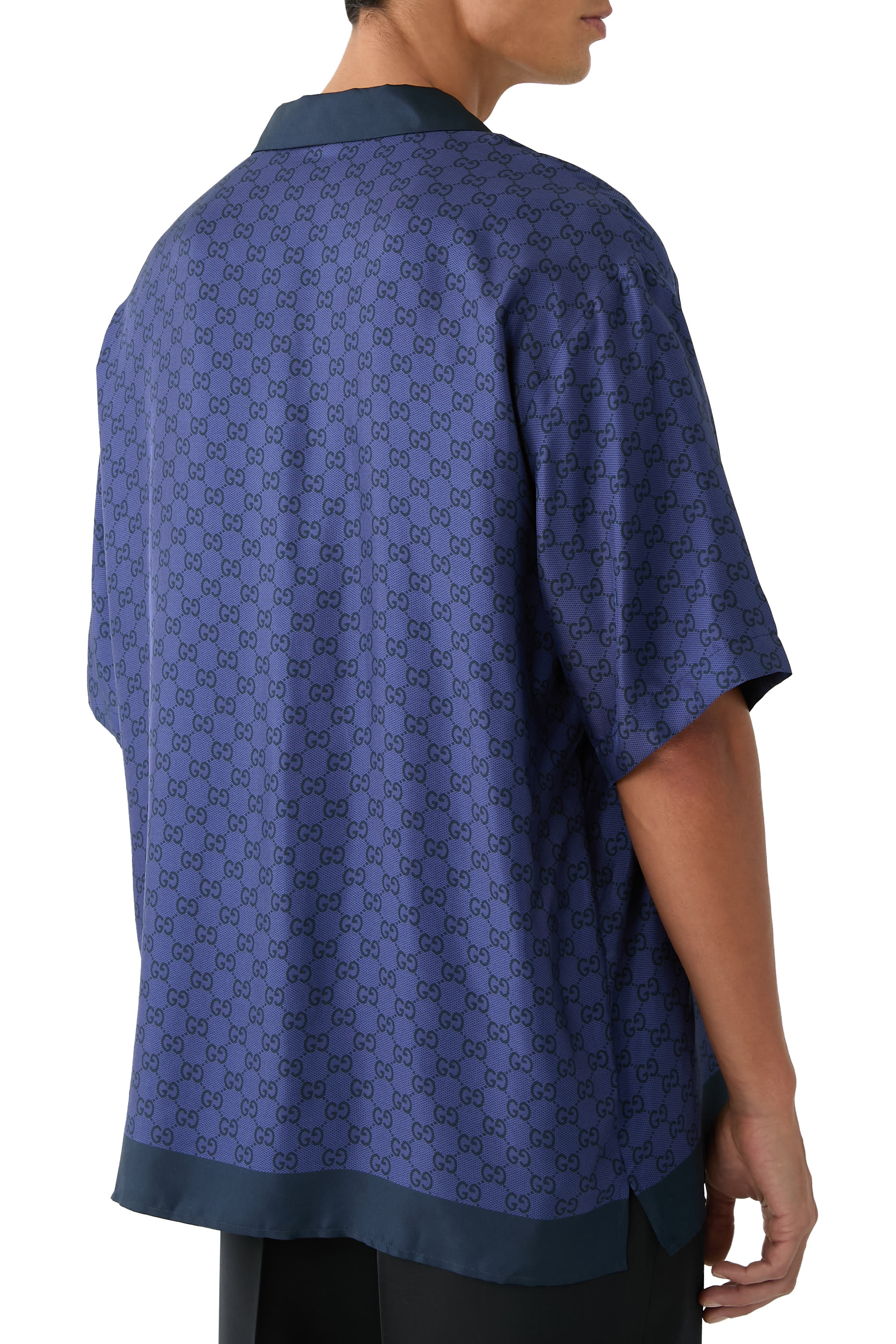 Printed Silk Twill Bowling Shirt 