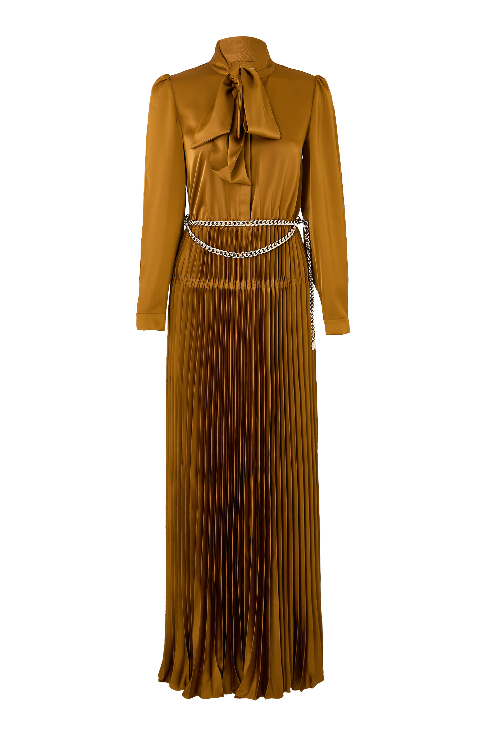 Satin Pussy Bow Maxi Dress