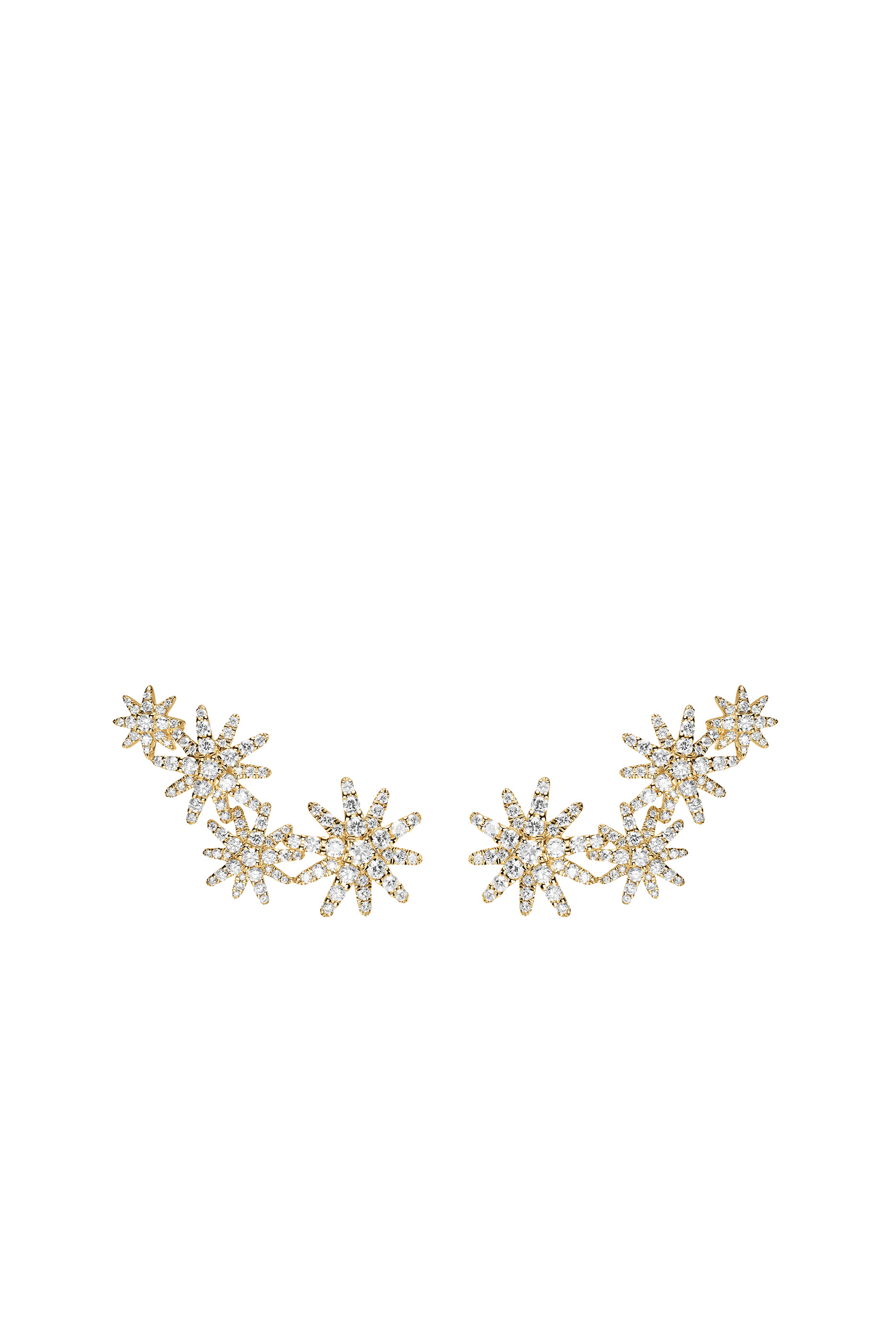 Starburst Full Pav&eacute; Climber Earrings, 18k Yellow Gold & Diamonds
