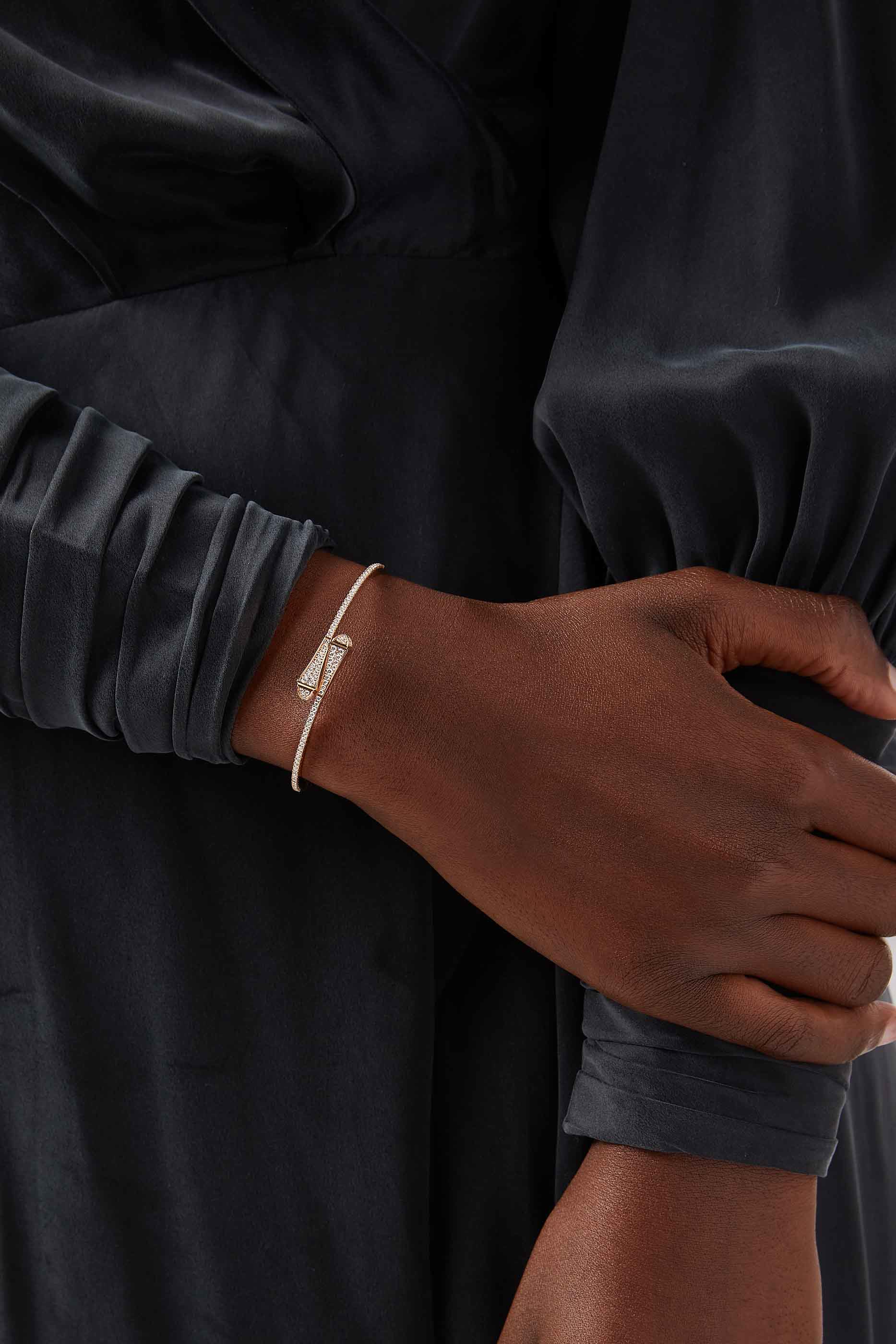 Cleo 18k Rose Gold Full Diamond Slim Bangle