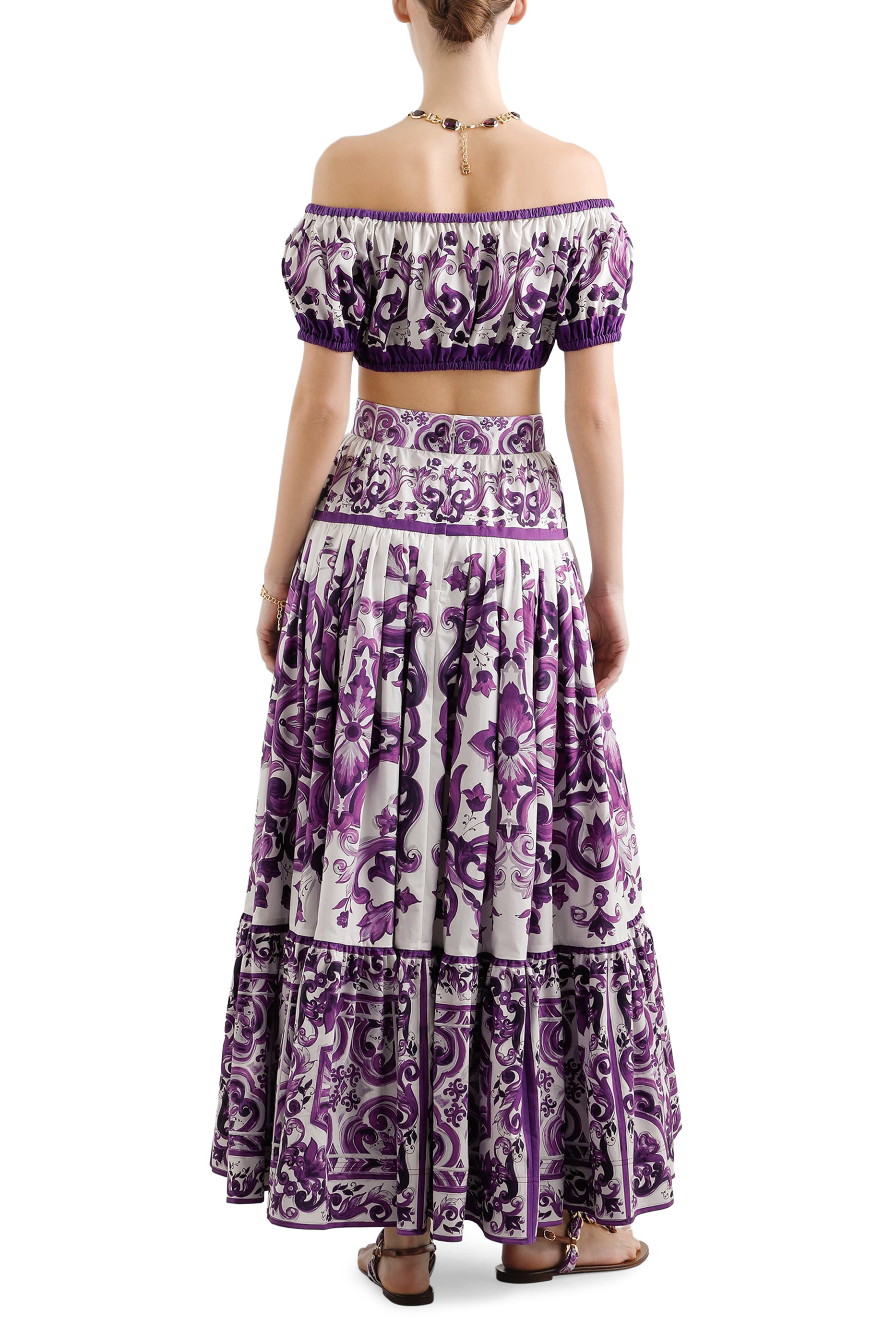 Majolica-Print Long Skirt 