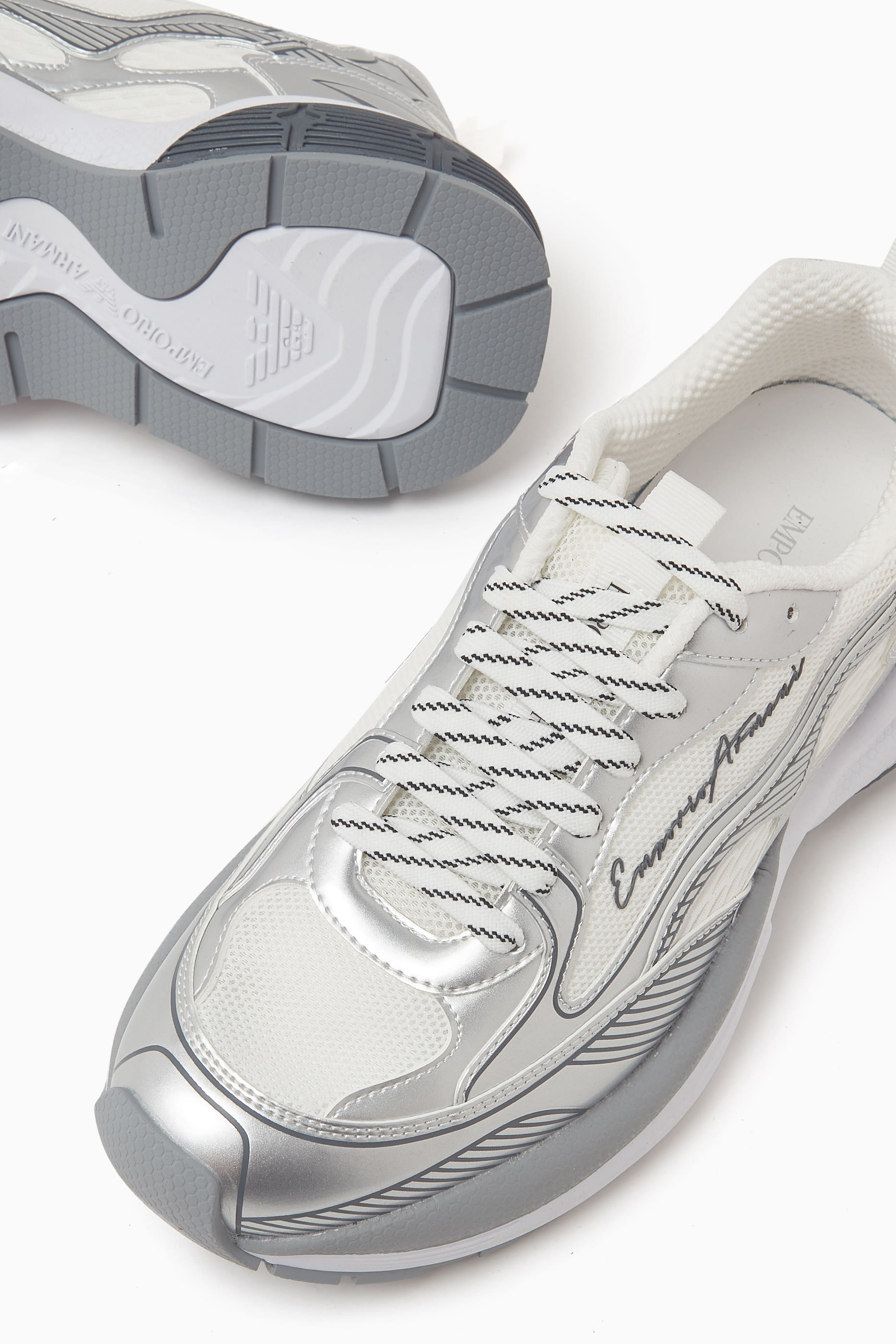 Signature Logo Mesh Sneakers with Laminated Details