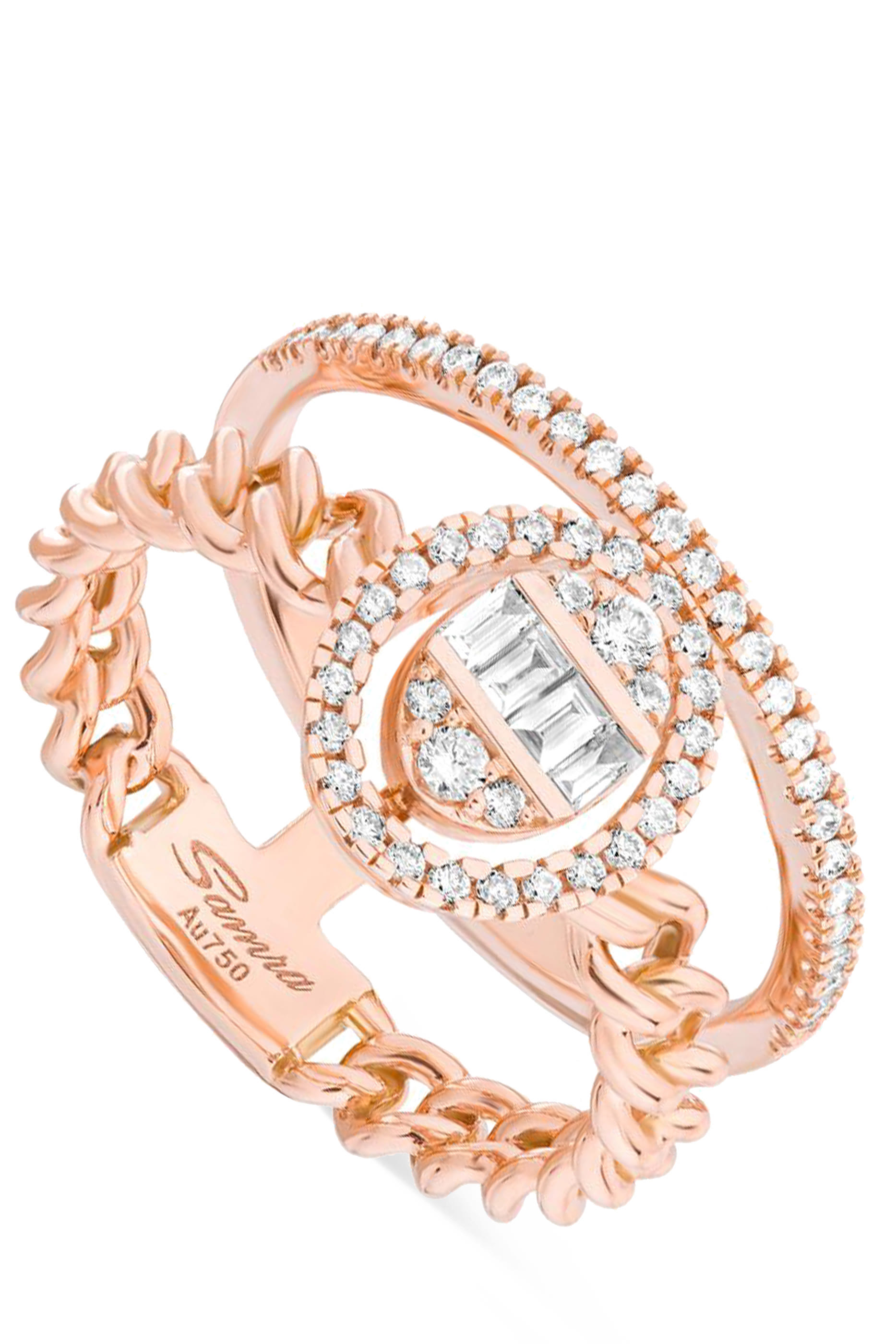 Quwa Double Oval Ring, 18K Rose Gold & Diamonds