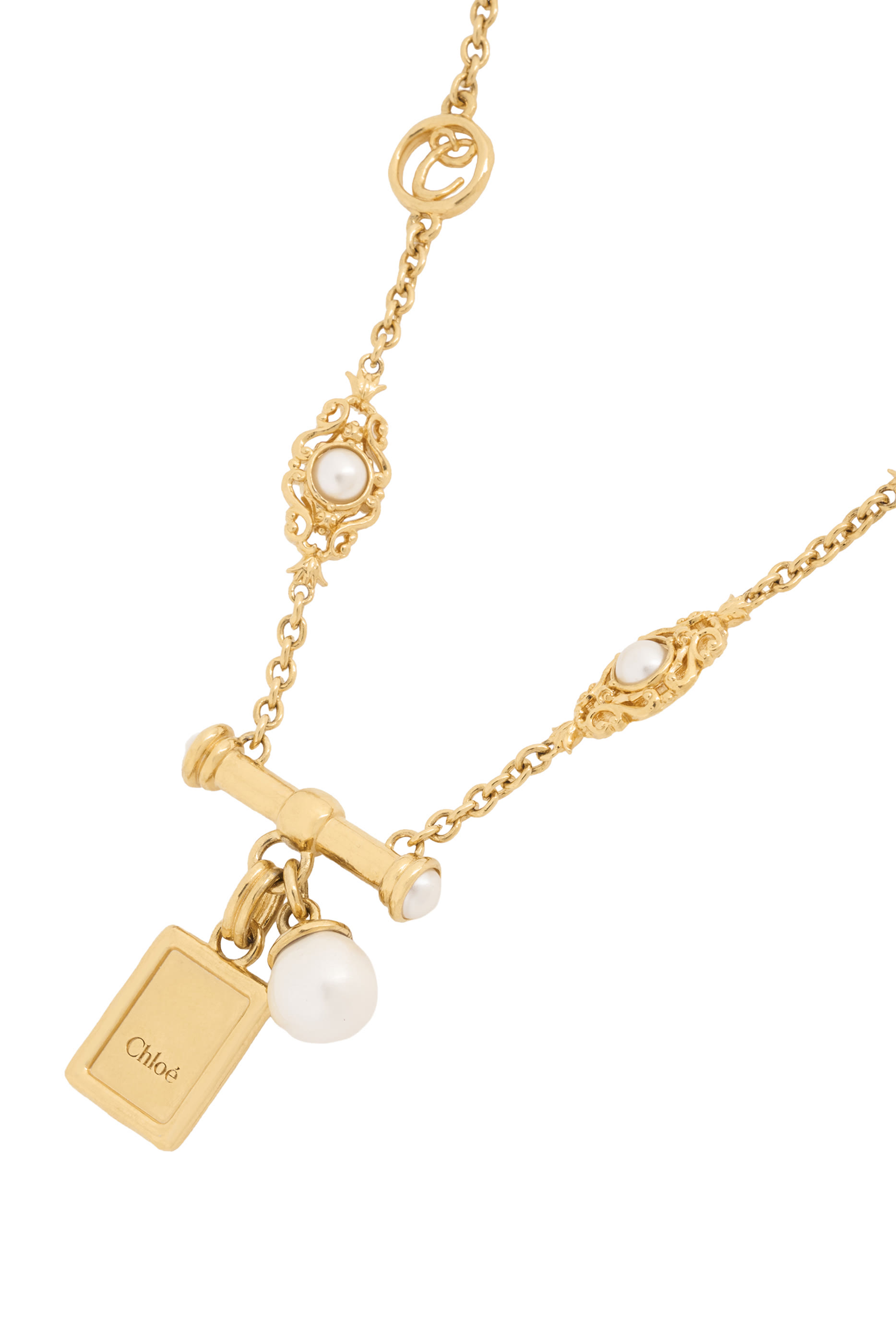 Classy Necklace, Brass & Resin Pearl