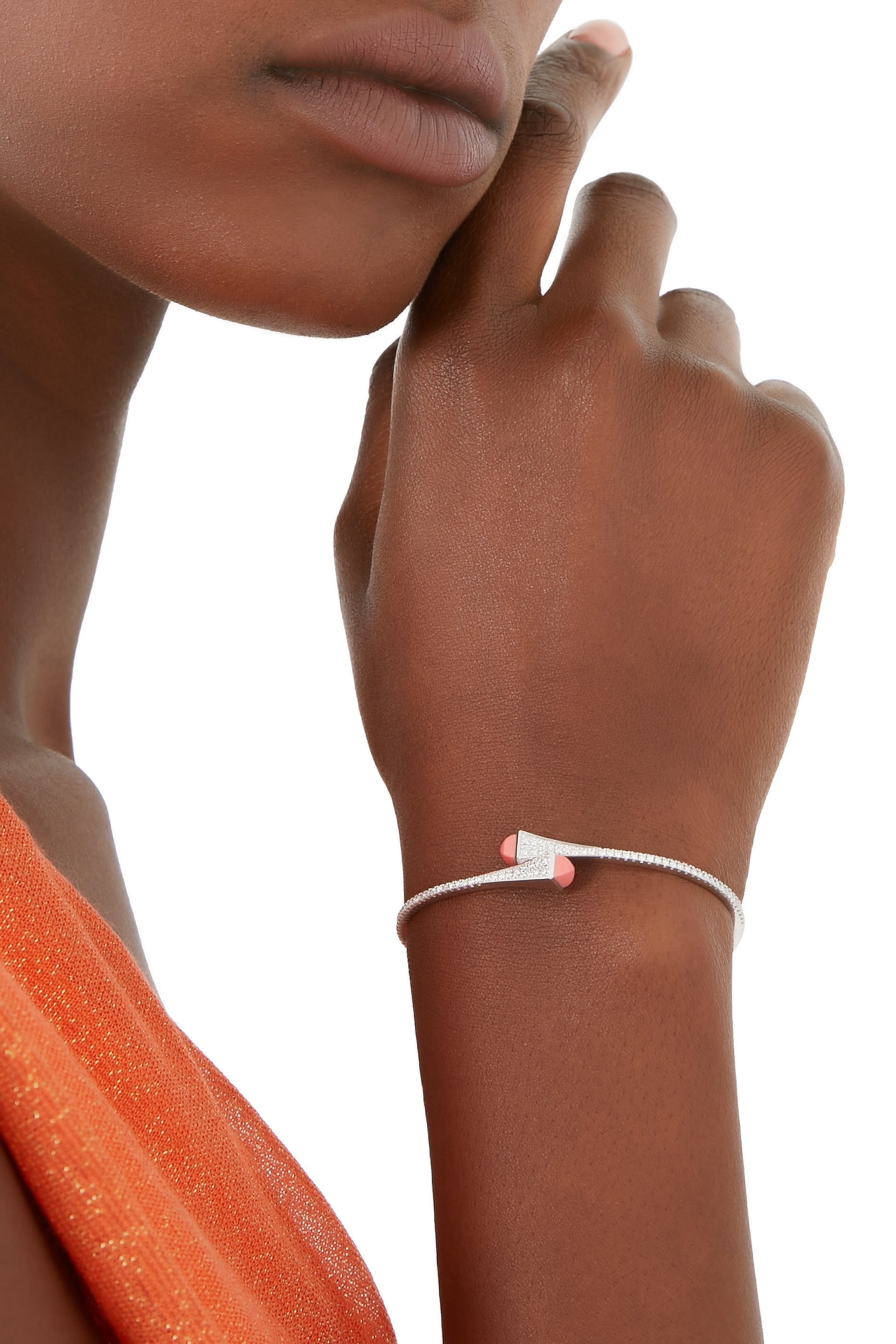 Cleo Pink Coral & White Gold Bangle