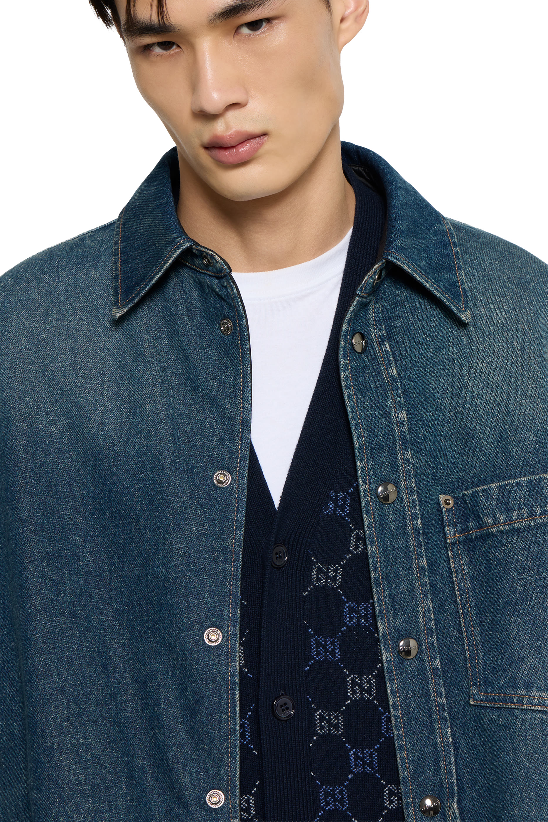 Reversible Padded Denim and Nylon Shirt