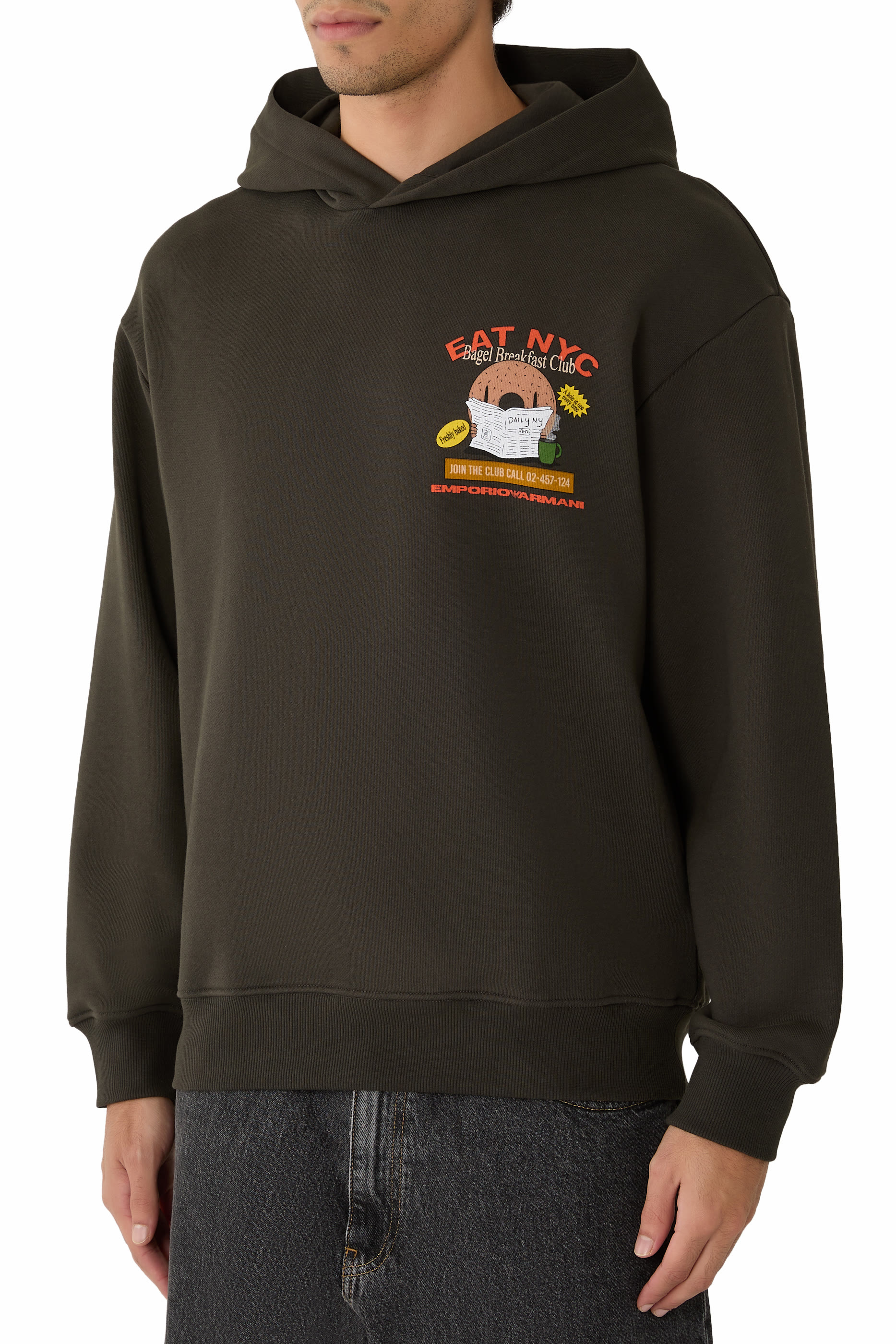 ASV New York Capsule Collection EAT NYC Print Jersey Hooded Sweatshirt