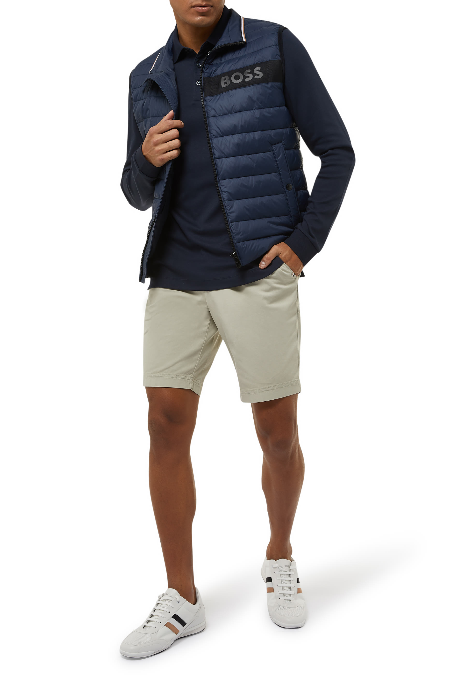 Water-Repellent Padded Gilet With 3D Logo Tape