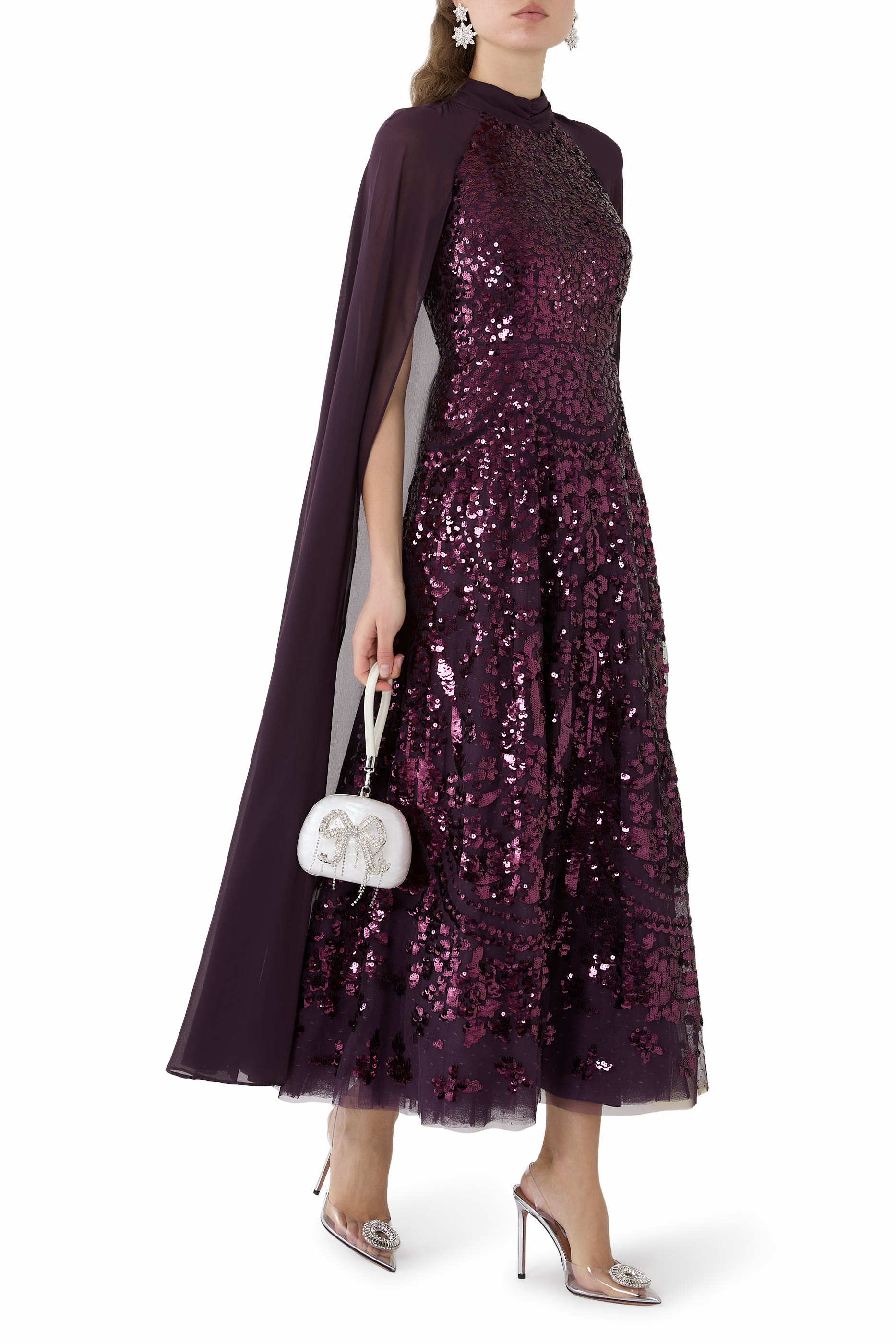 Chandelier Cape Ankle Gown