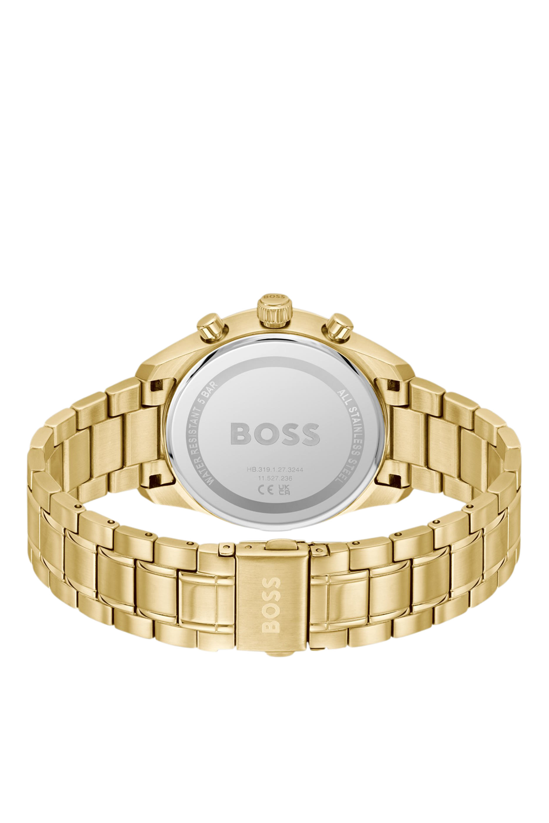 Gold-Tone Chronograph Watch with Silver-White Dial 