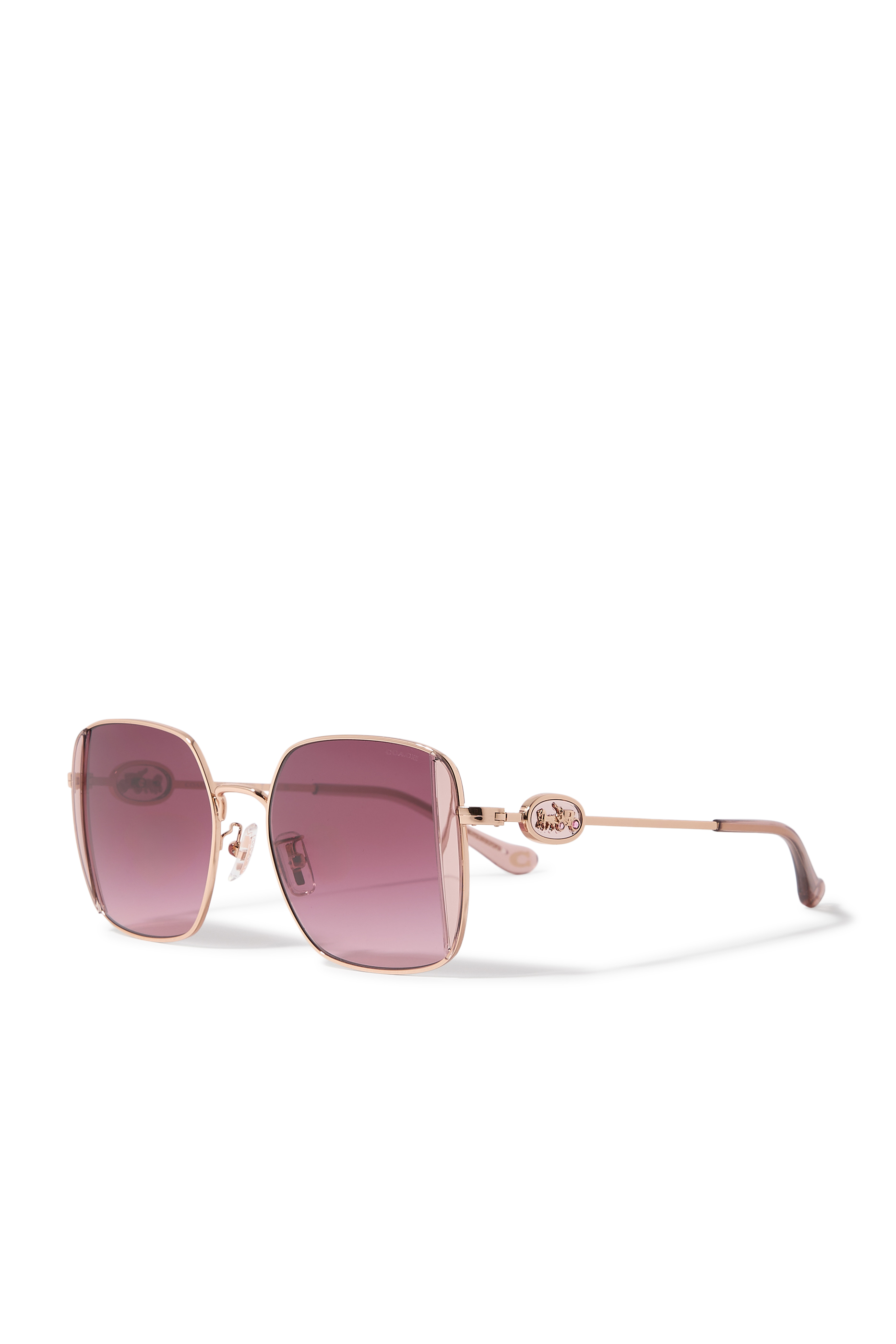 Horse and Carriage Metal Oversized Square Sunglasses
