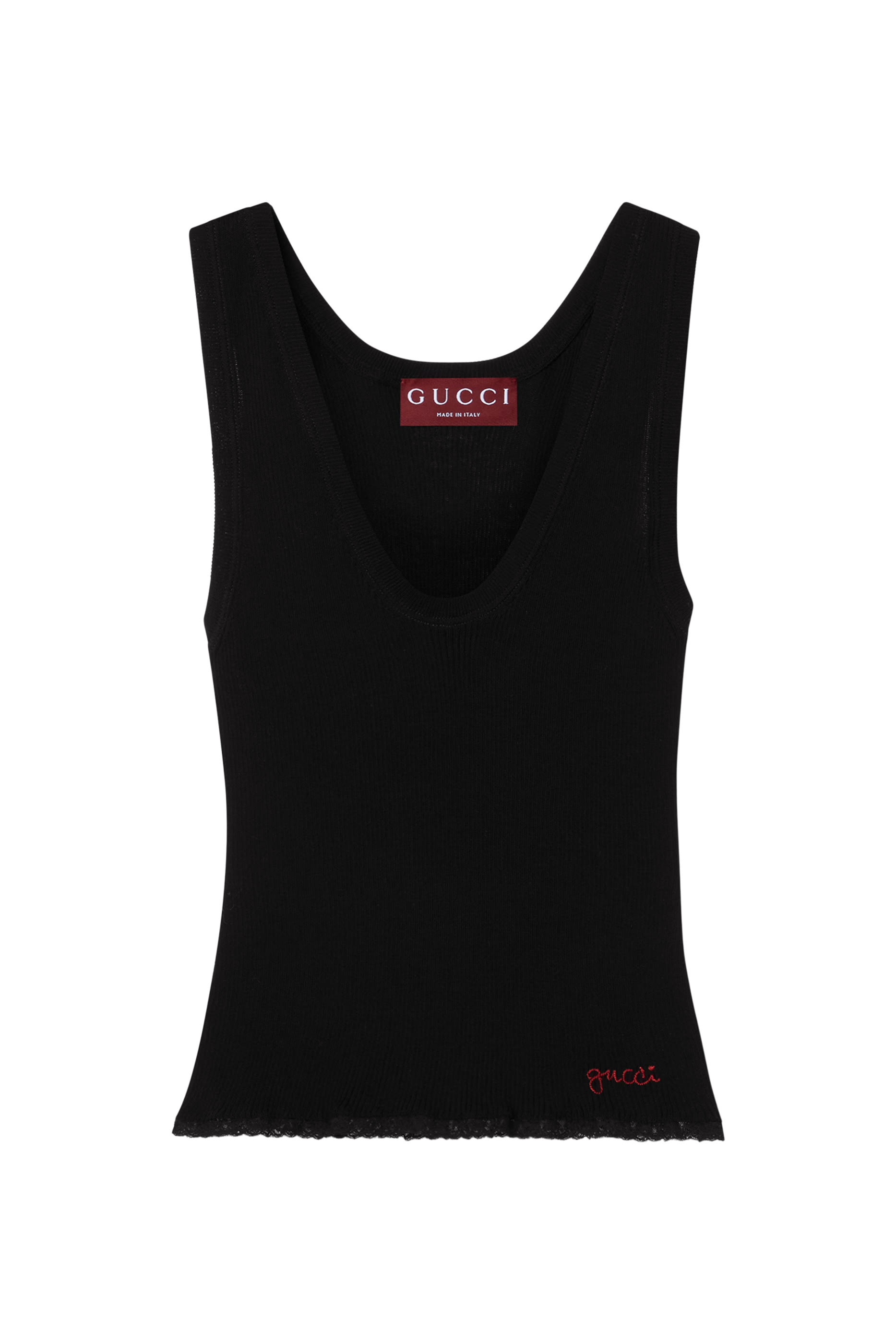  Cotton Rib Tank Top with Embroidery