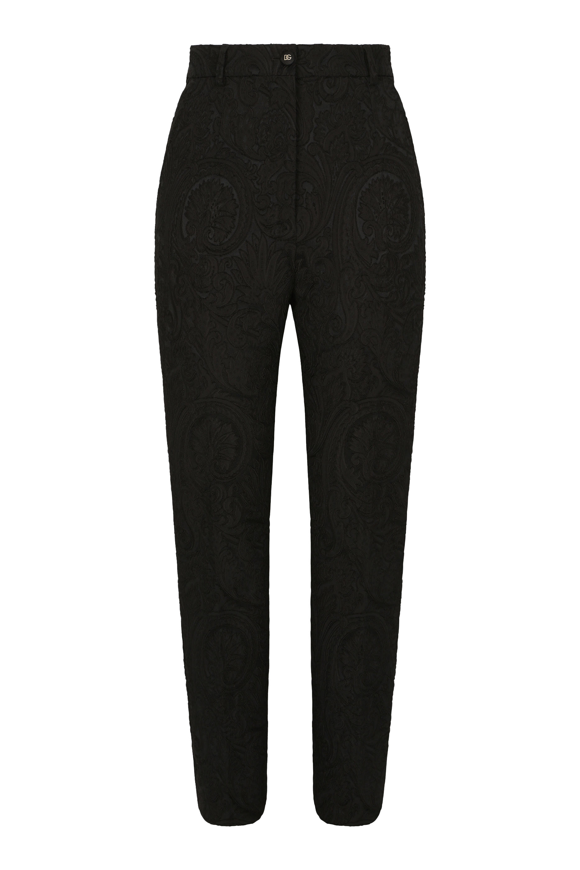 High-Waisted Ornamental Jacquard Pants